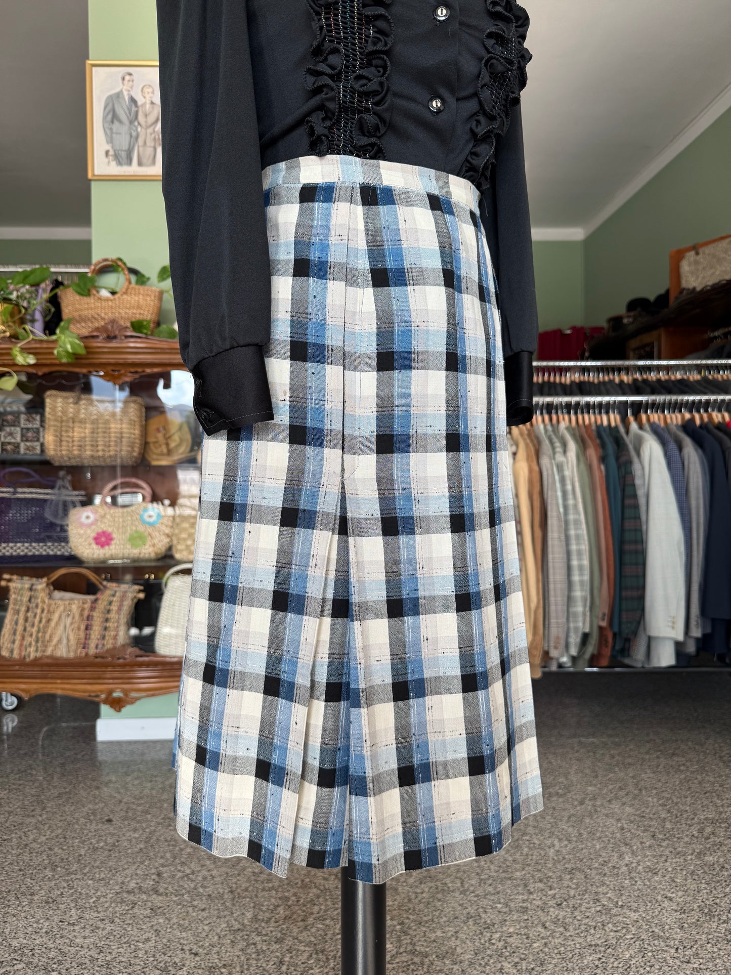 Gonna a quadri anni ’70 in shantung misto cotone - TG. 42