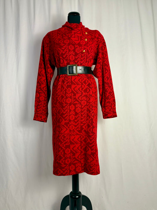 Abito anni ‘80 in maglia di lana con motivo geometrico - TG. 46/48