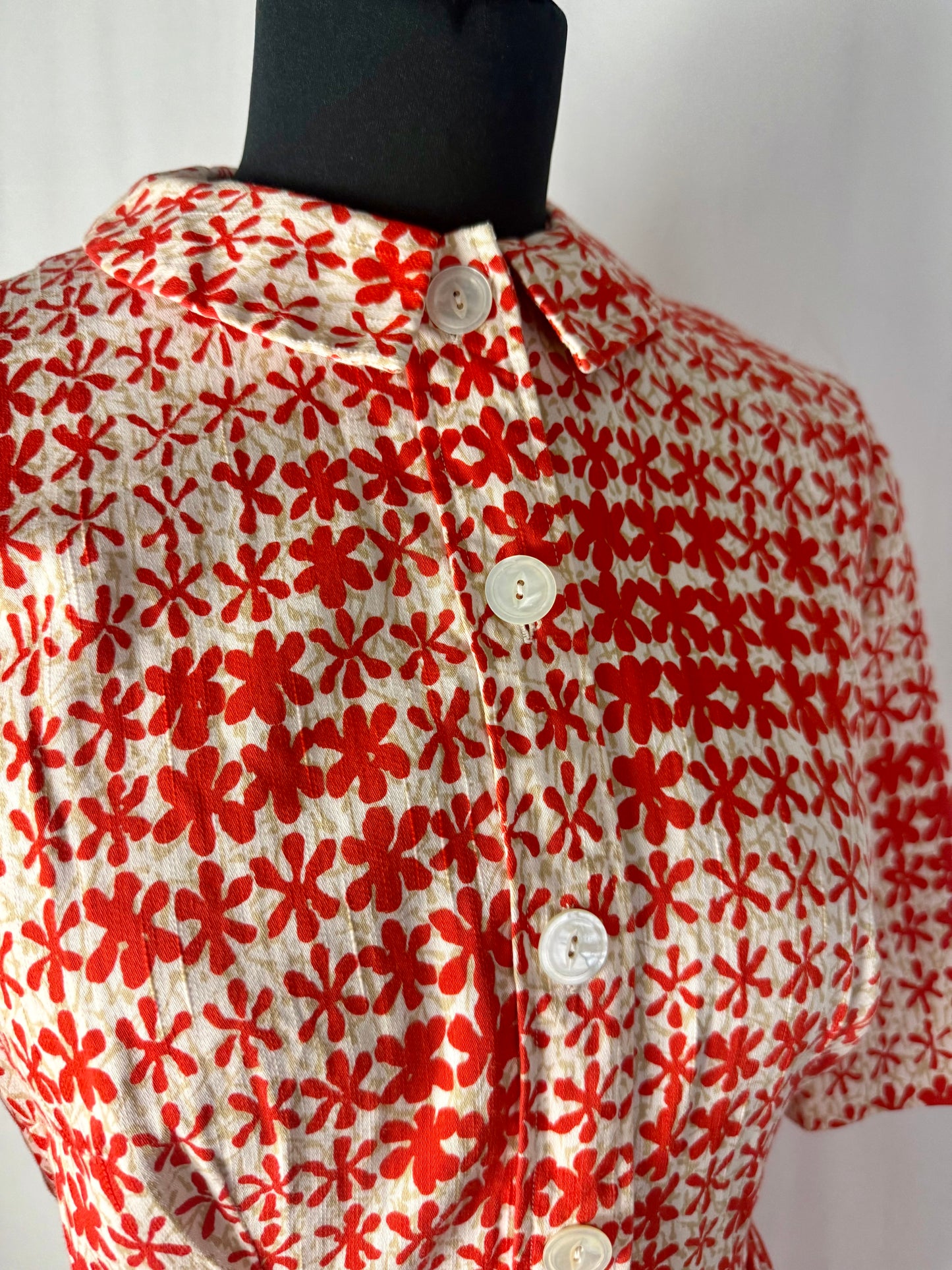 Abito anni ‘50 con fiori rossi - TG. 42