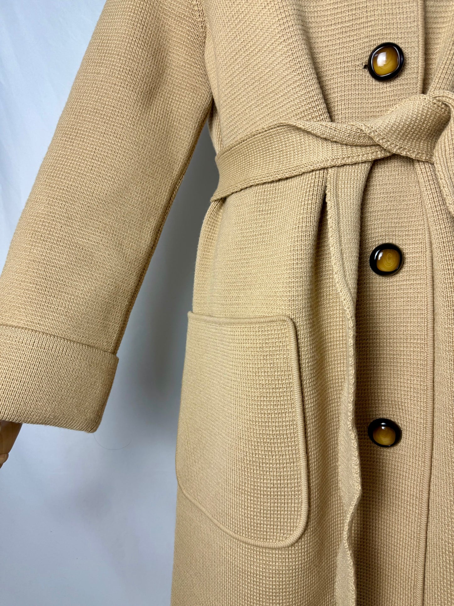 Cappotto in maglia di pura lana con cintura - TG. 42