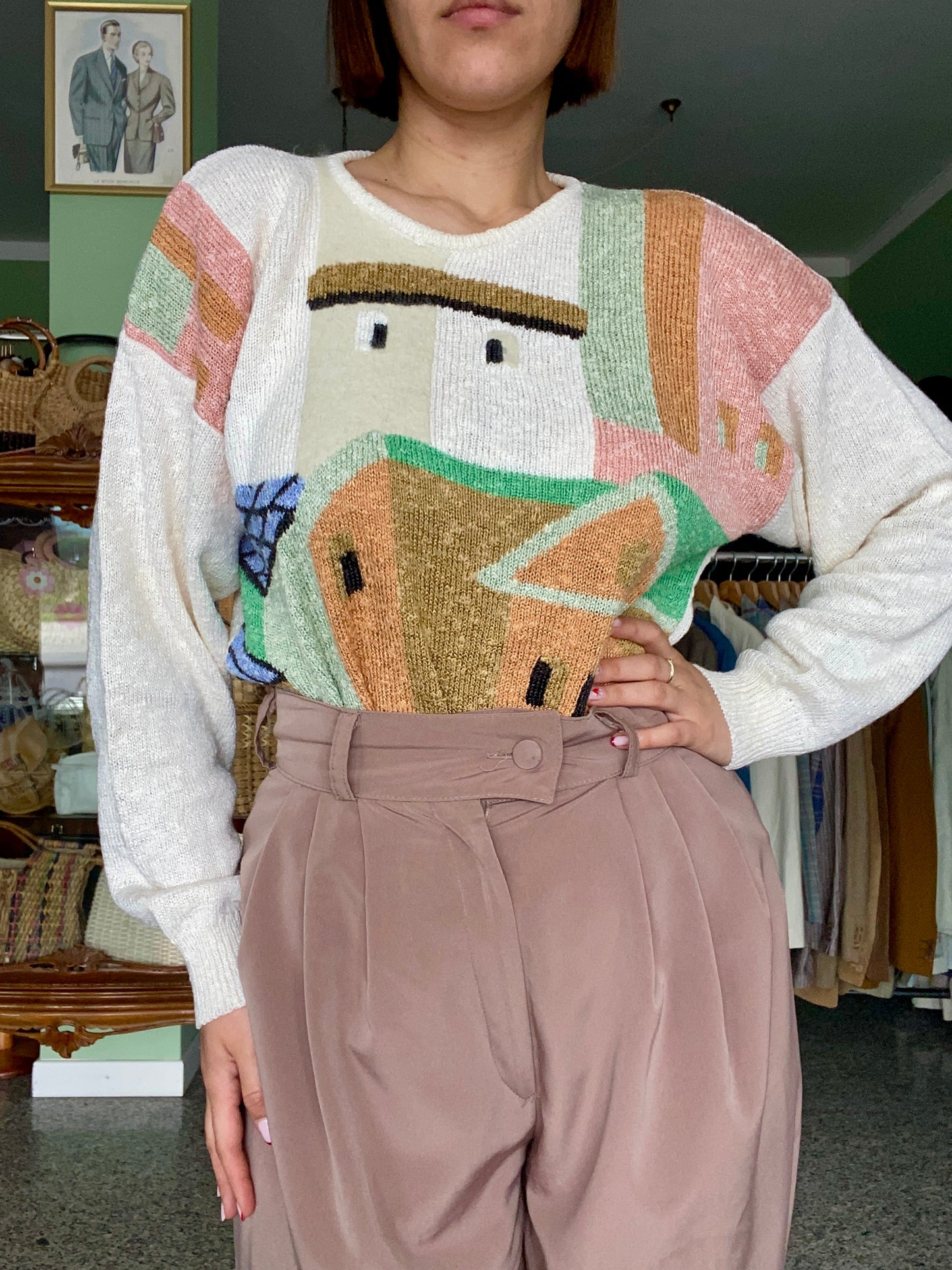 Maglia vintage anni ’80/90 con motivo stilizzato di case 🏠 - TG. 42/44 circa