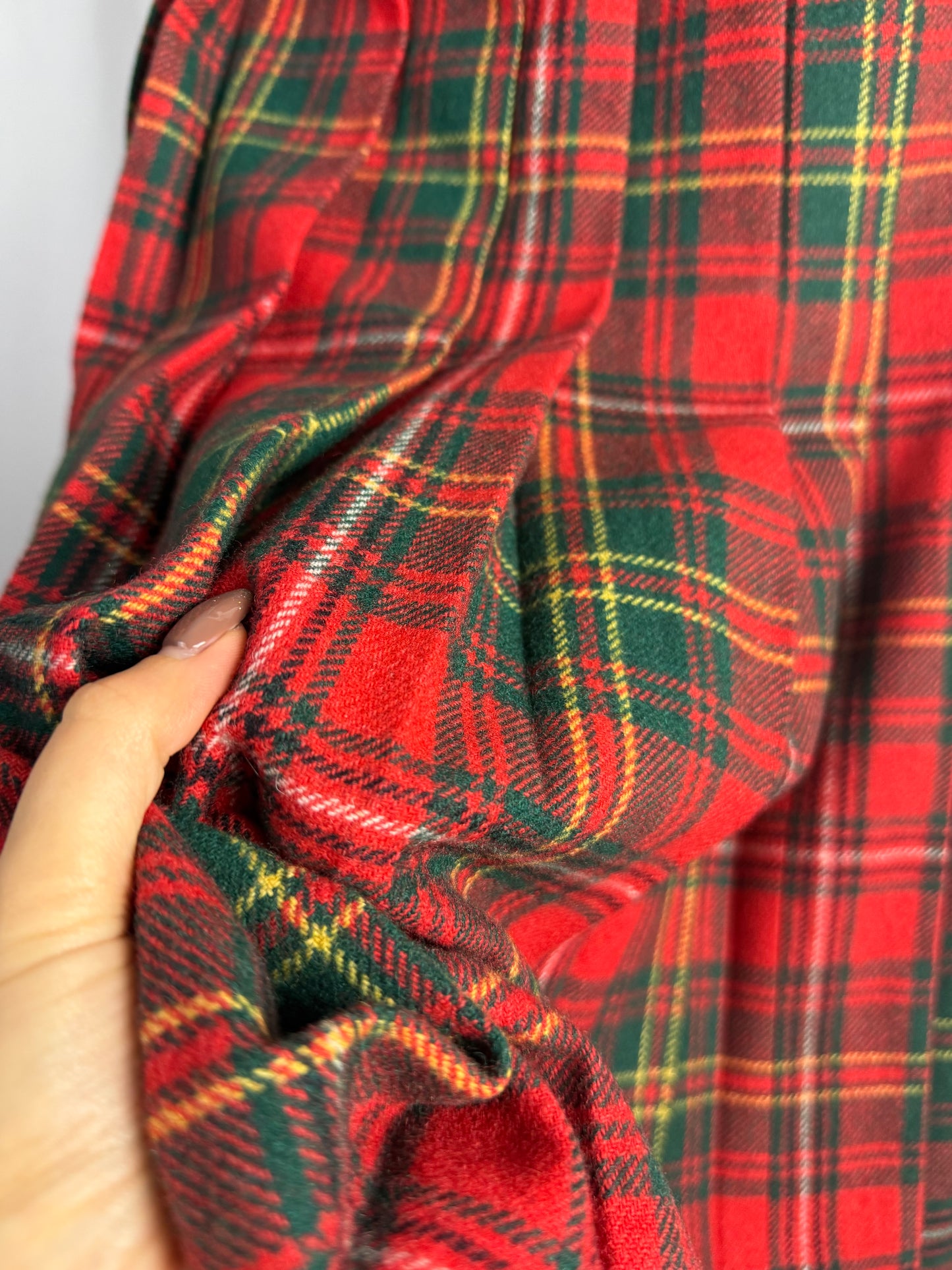 Gonna tartan rosso in pura lana - TG. 40