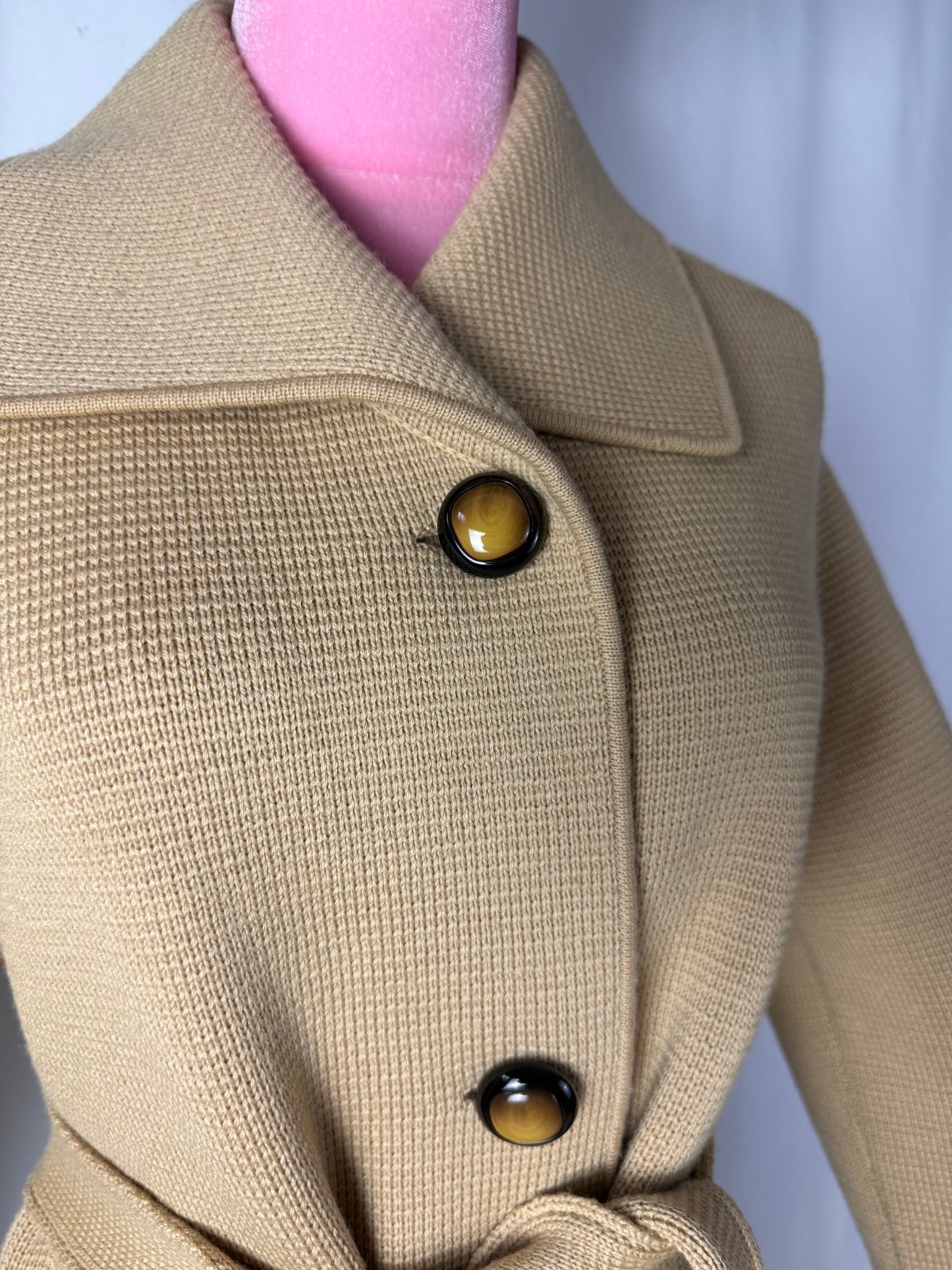 Cappotto in maglia di pura lana con cintura - TG. 42