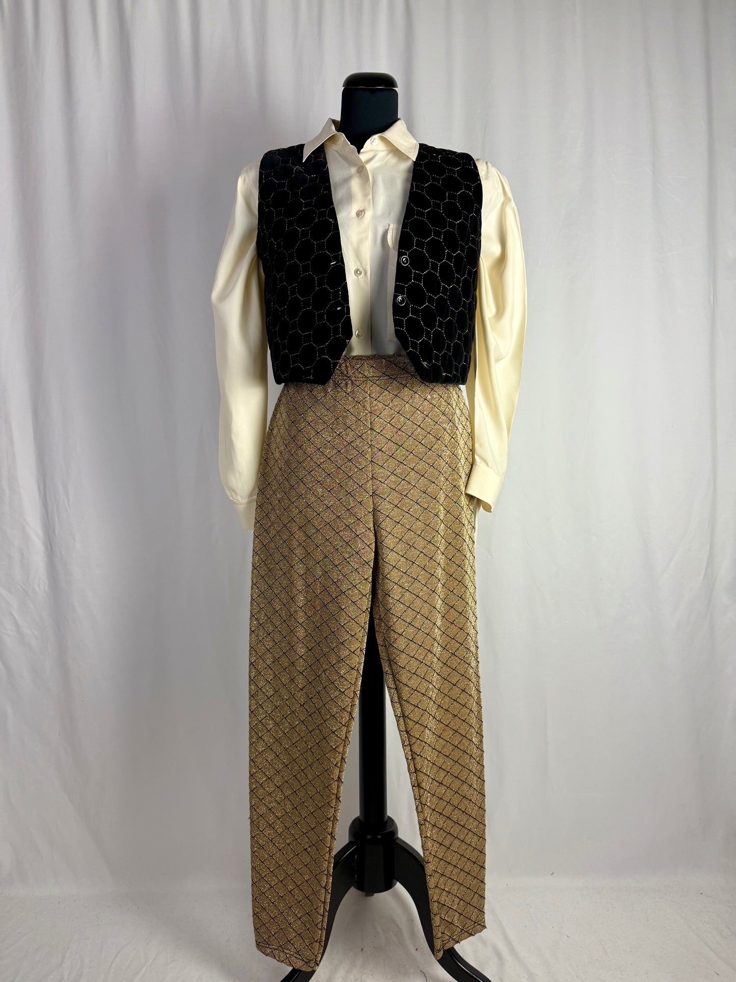 Pantaloni in lurex oro nuovi fondo di magazzino - TG. 40/42