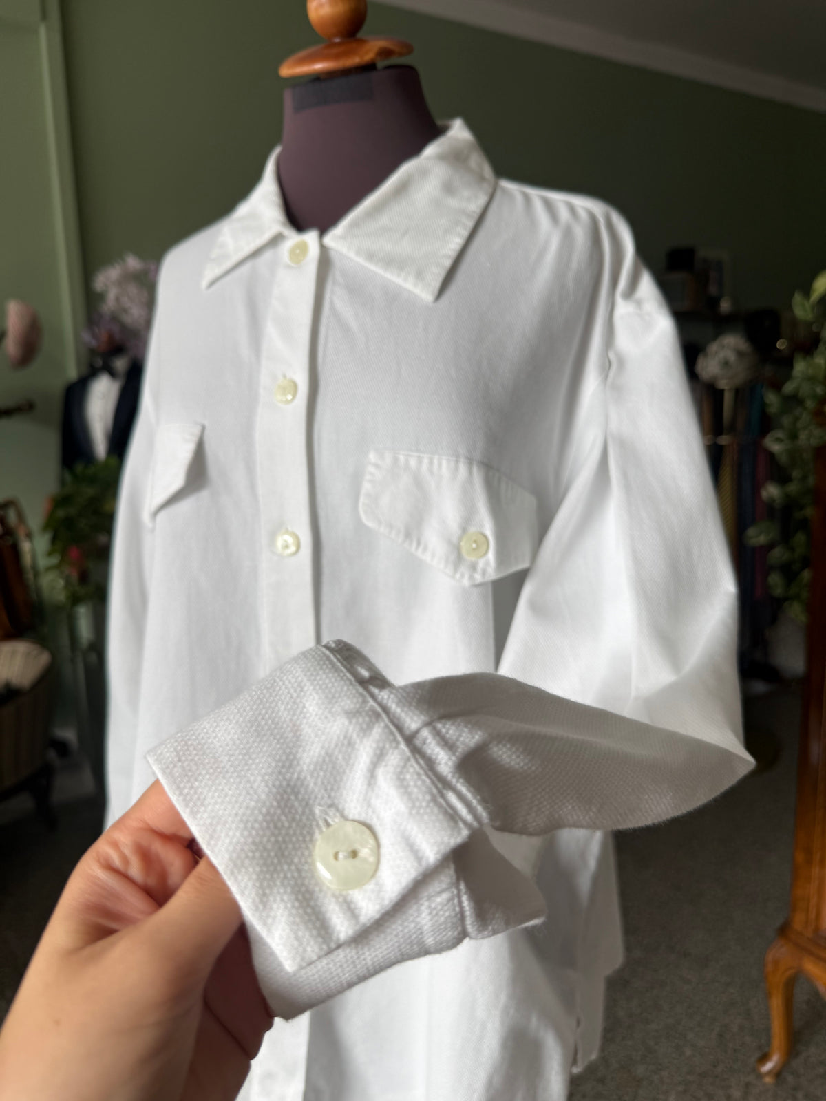 Camicia bianca in piquet di cotone TG. 44/46