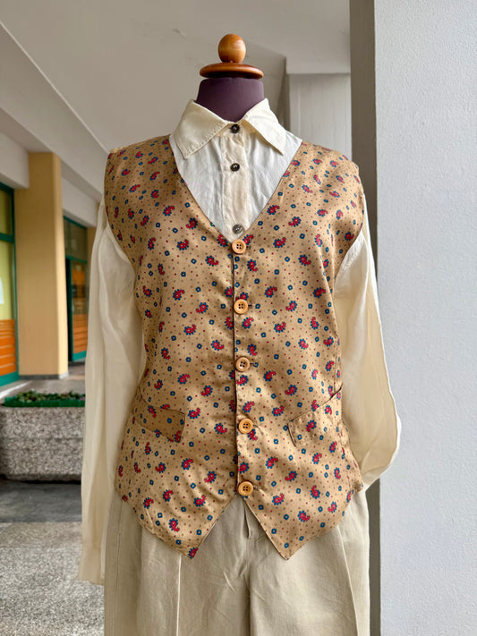 Gilet color sabbia con paisley - TG. 44