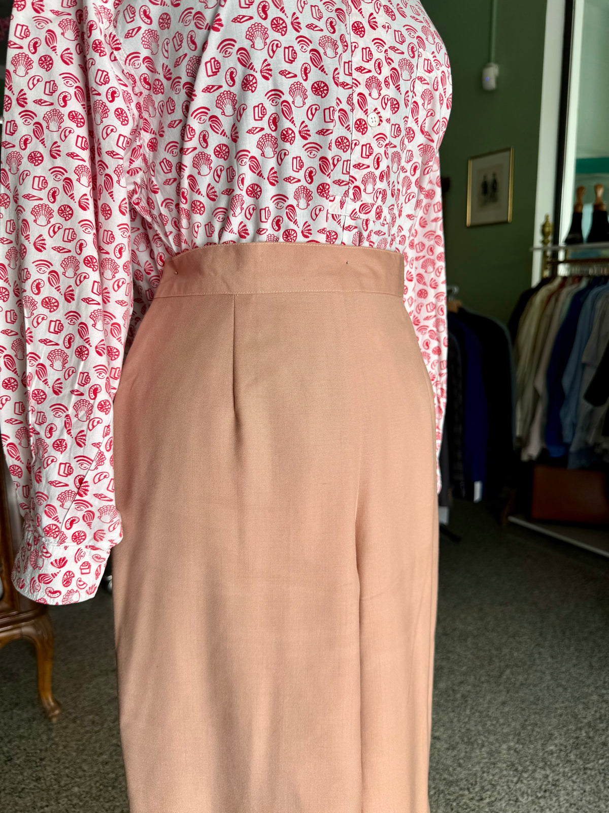 Pantaloni rosa antico in fresco di lana - TG. 42/44