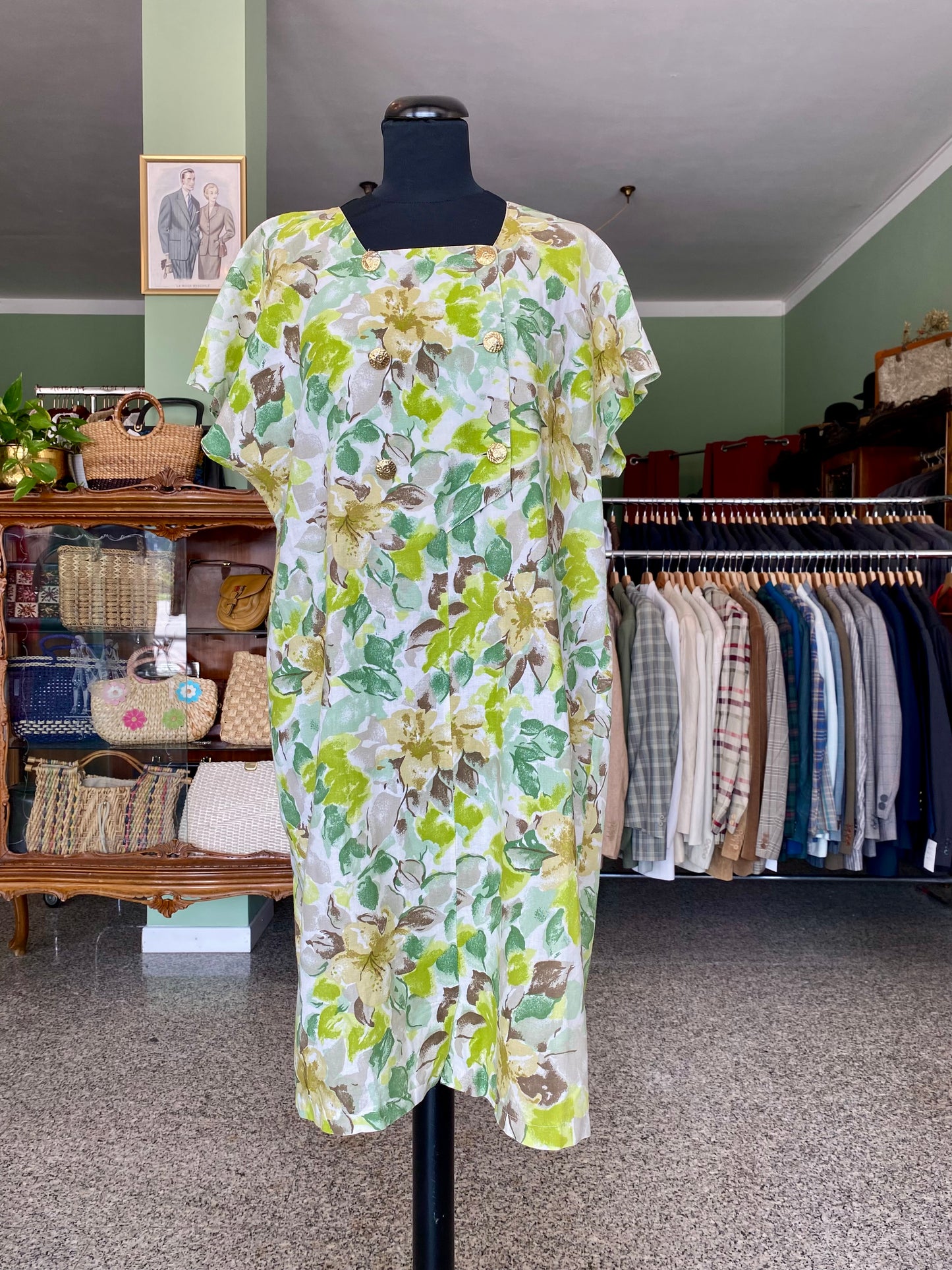 Abito in lino con fantasia floreale - TG. 44/46