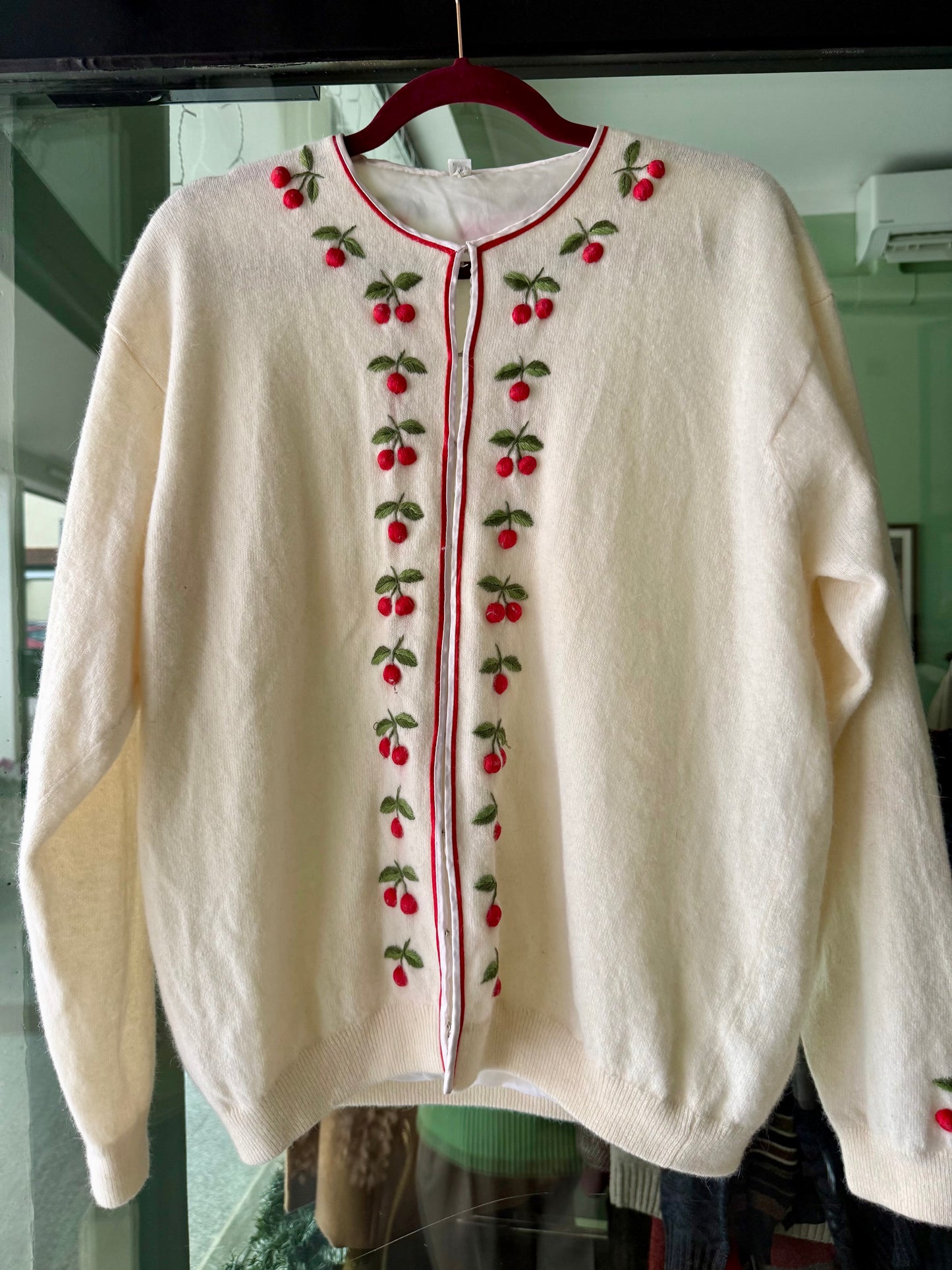 Cardigan tirolese bianco con ciliegie 🍒 - TG. 46/48
