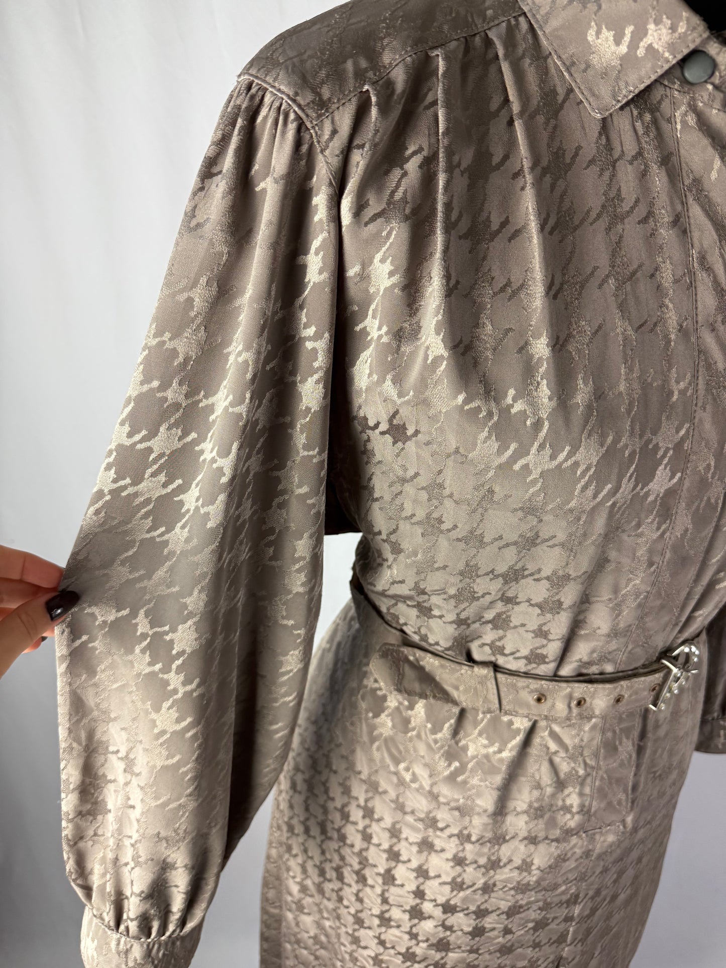 Abito anni ‘80 in raso jacquard pied de poule – TG. 46/48