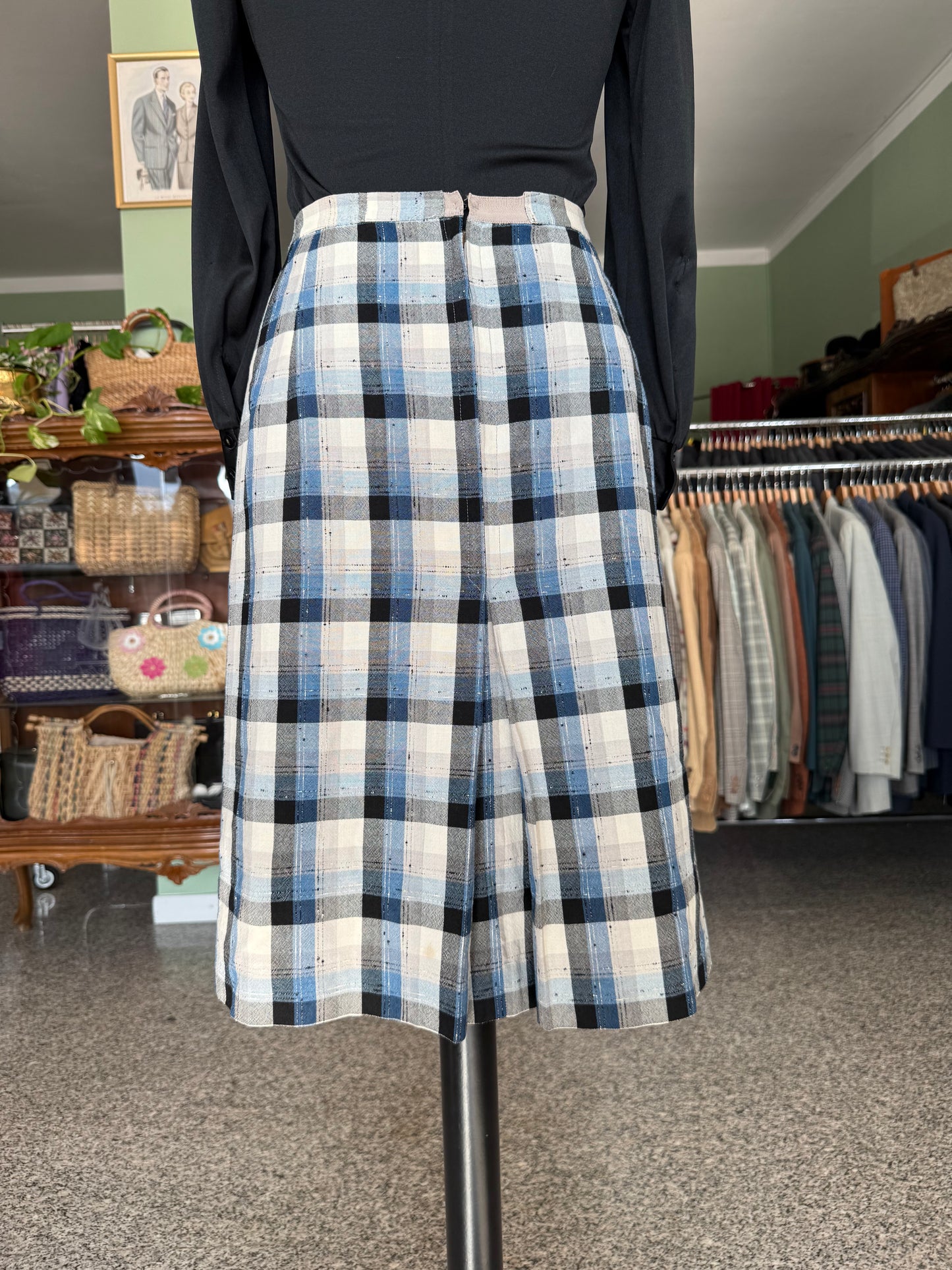 Gonna a quadri anni ’70 in shantung misto cotone - TG. 42