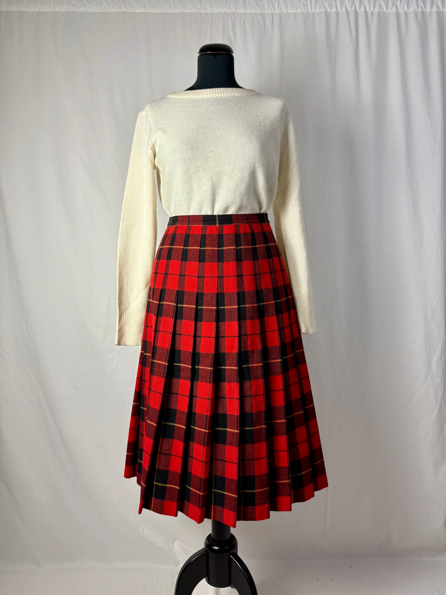 Gonna tartan rossa in pura lana - TG. 42