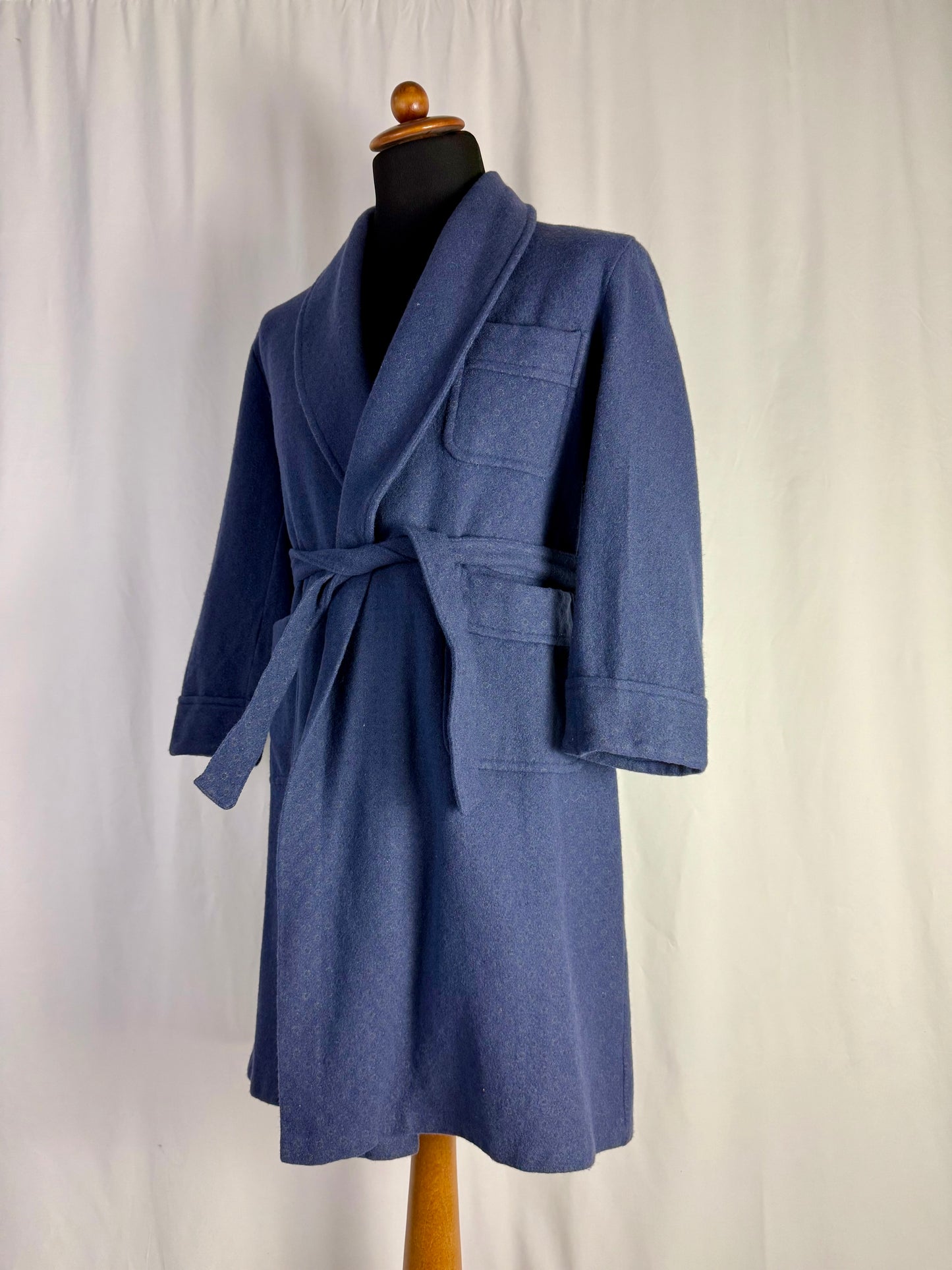 Vestaglia di lana blu con micro fantasia TG. S