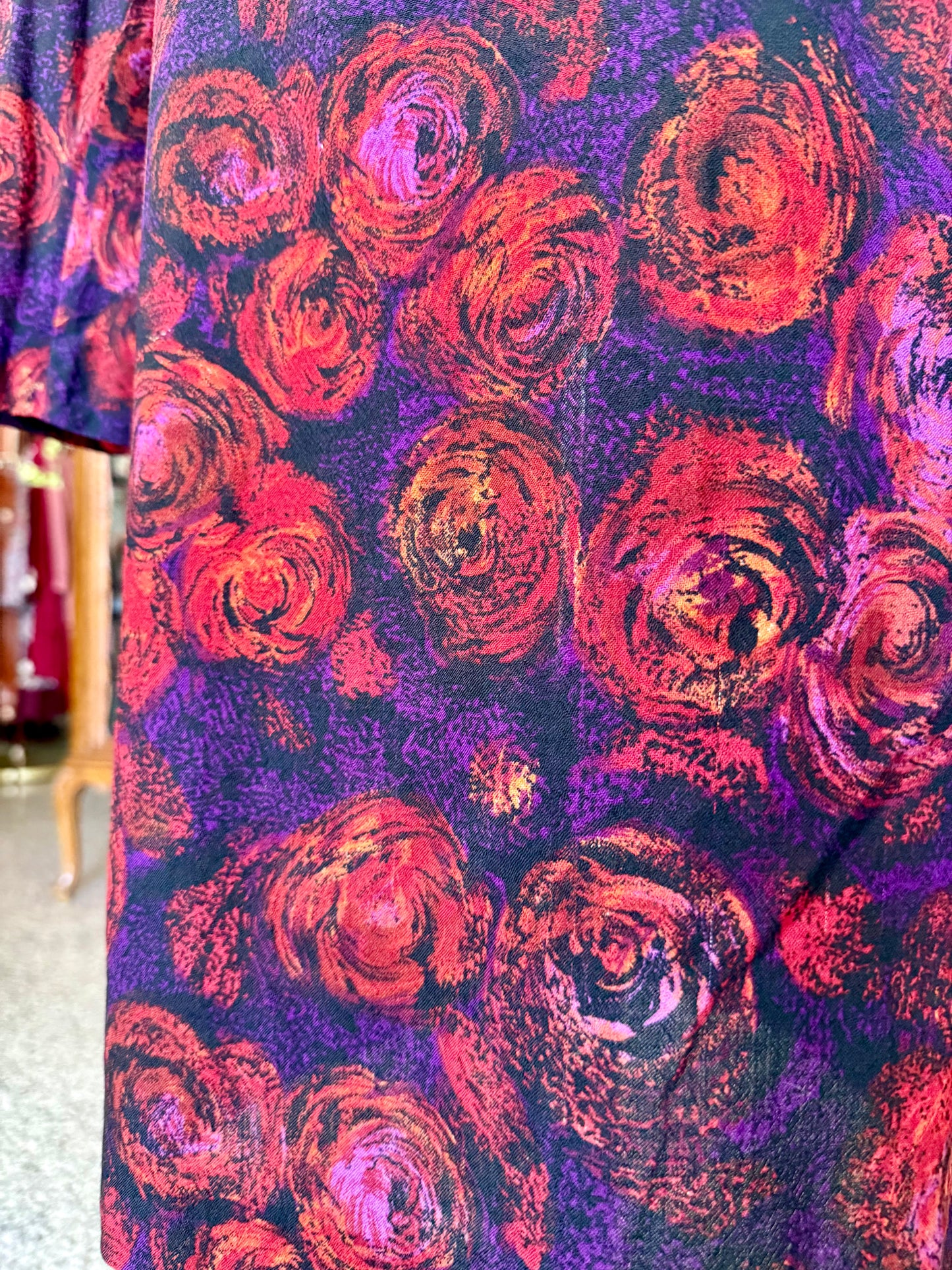 Abito blu e rosso con fantasia floreale - TG. 44