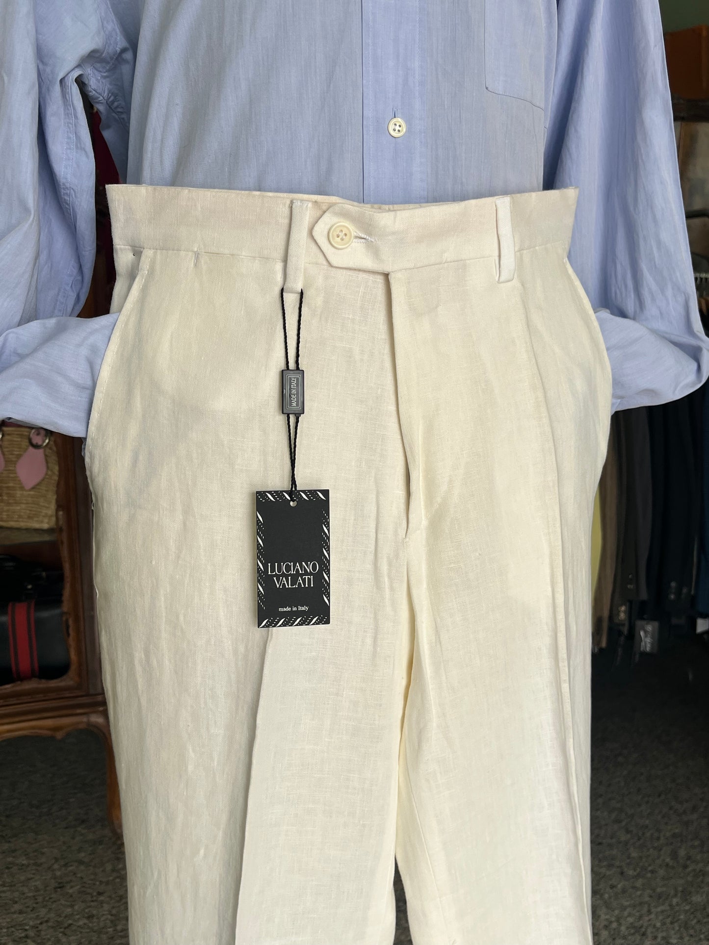 Calzoni anni ‘90 lino off-white NOS tg. 46