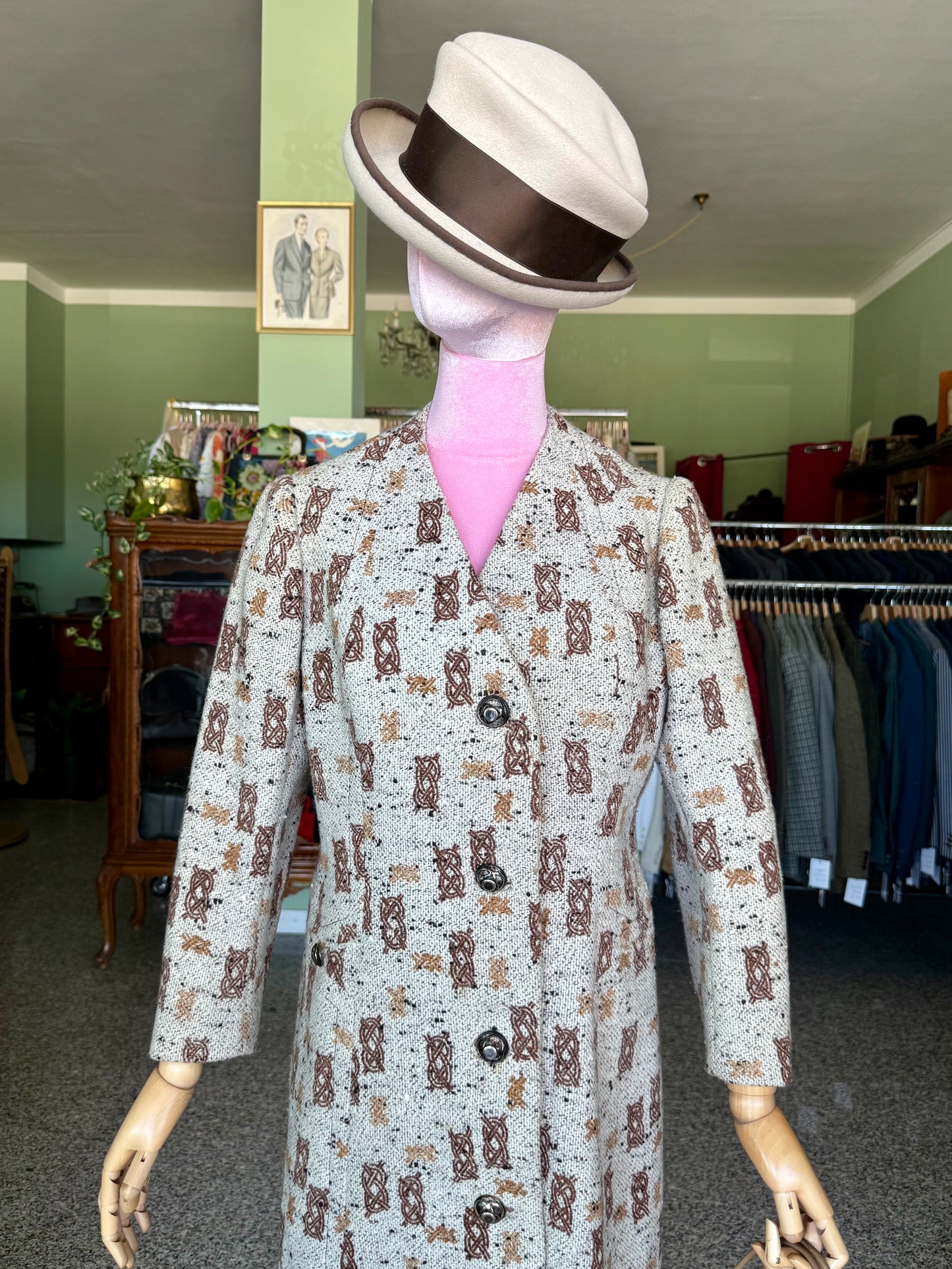 Cappotto anni ‘60 con fantasia geometrica - TG. 40/42