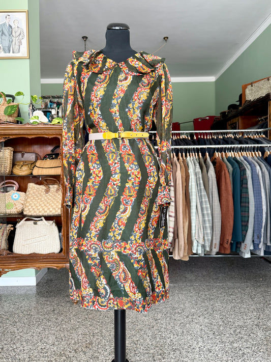Abito in organza di seta stampata -  Inizio anni ’70 - TG. 44