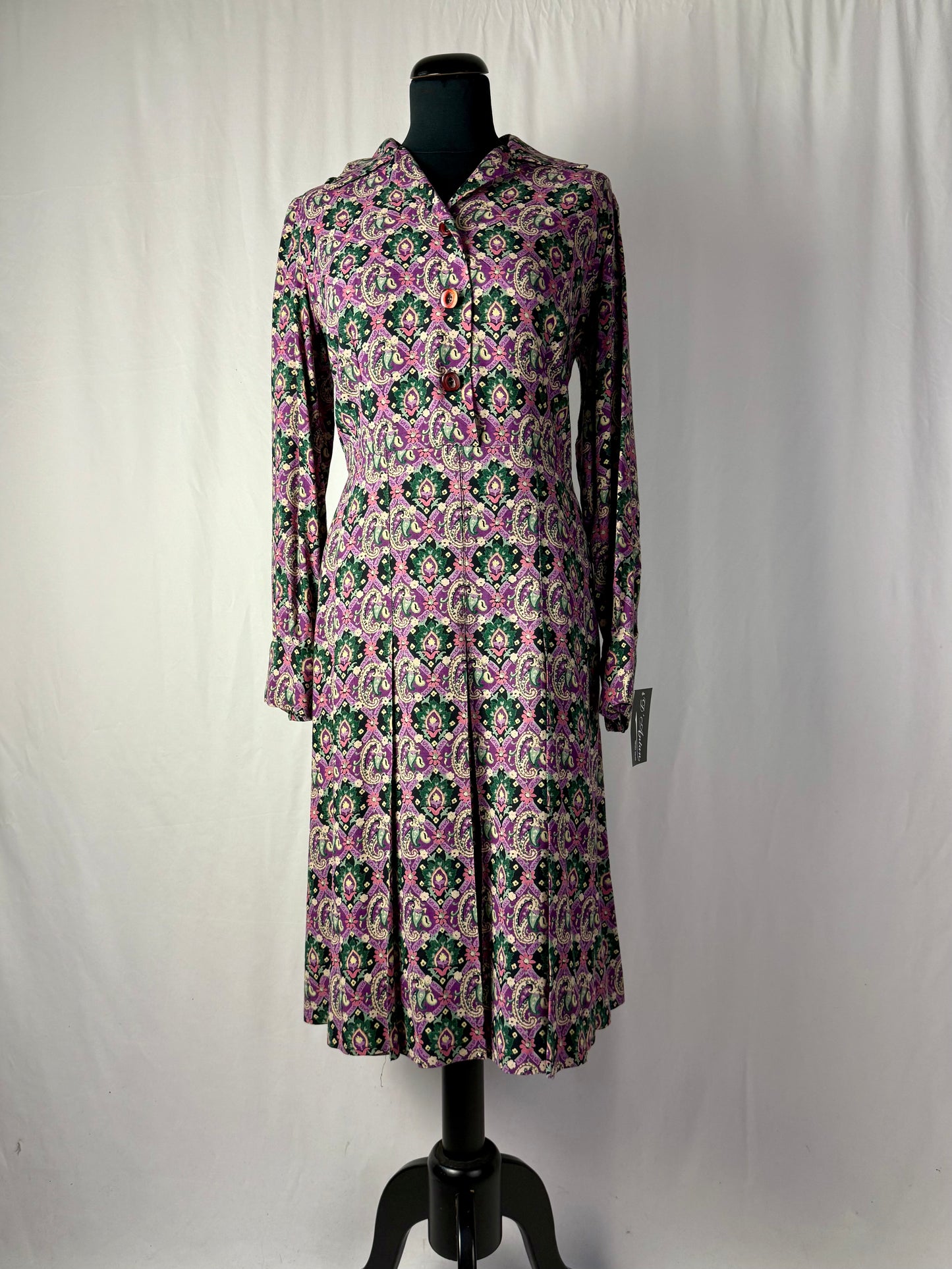 Abito anni ‘70 stampa paisley viola - TG. 44