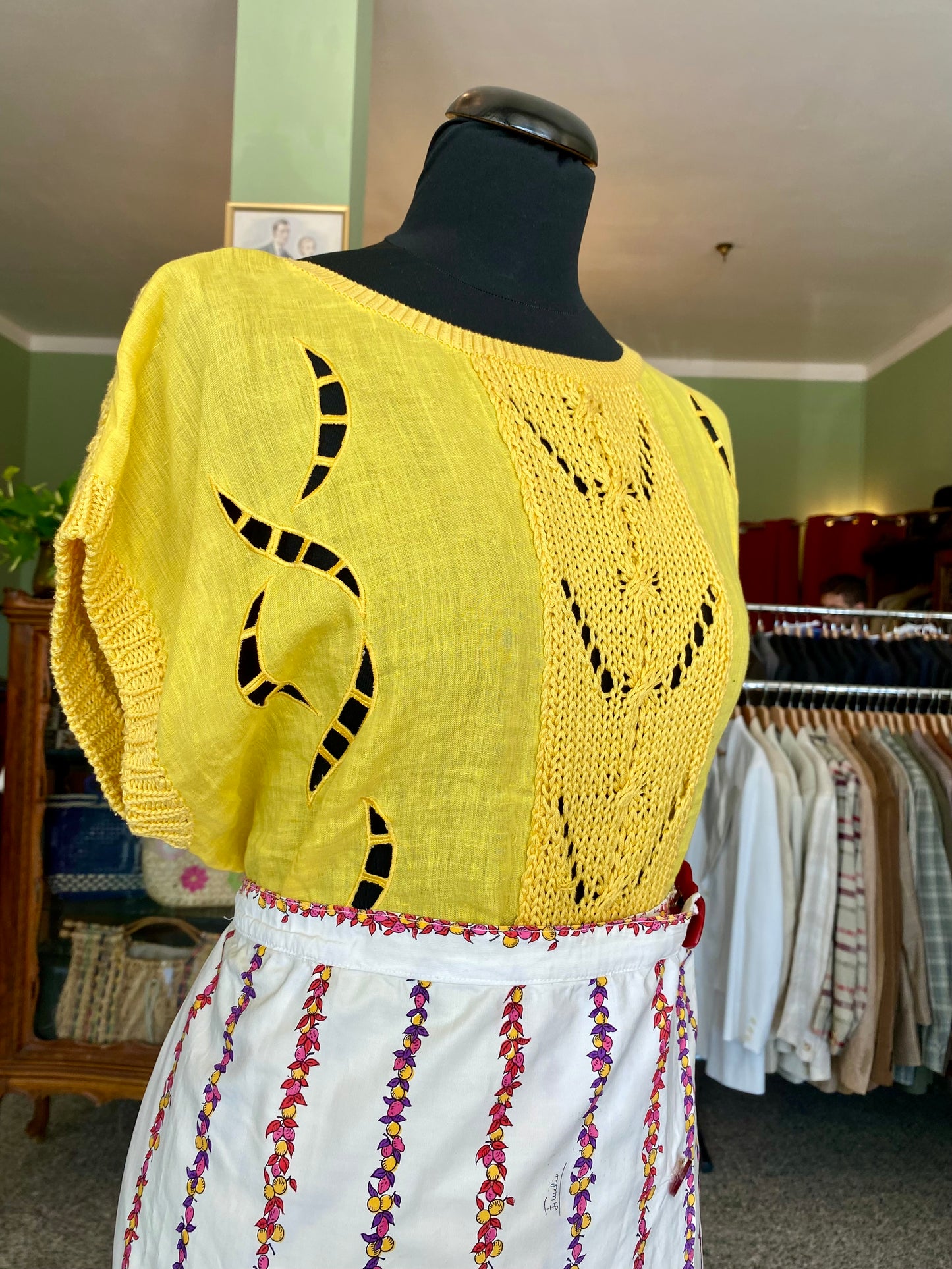 Maglia gialla in lino e cotone - TG. 46/48