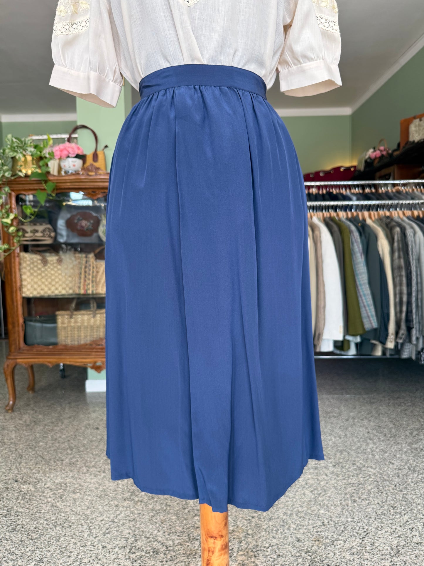 Gonna in pura seta blu - TG. 44