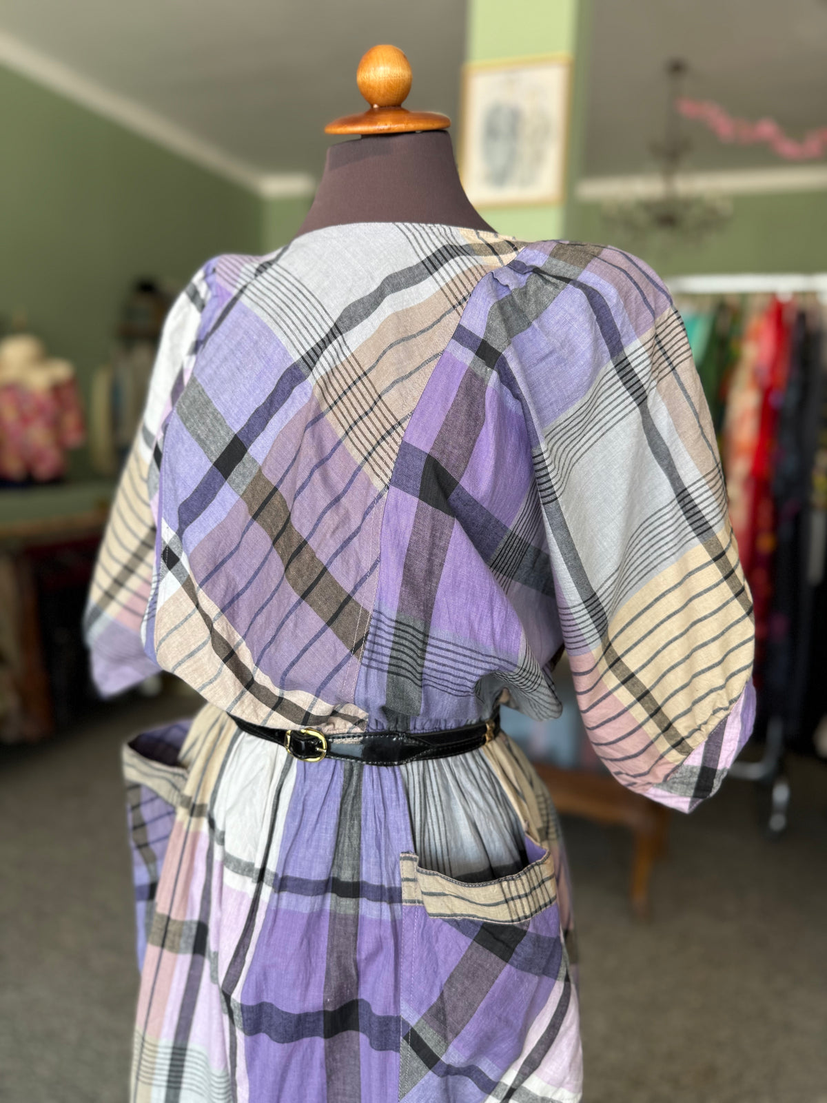 Abito anni ‘80 tartan viola - TG. 48/50