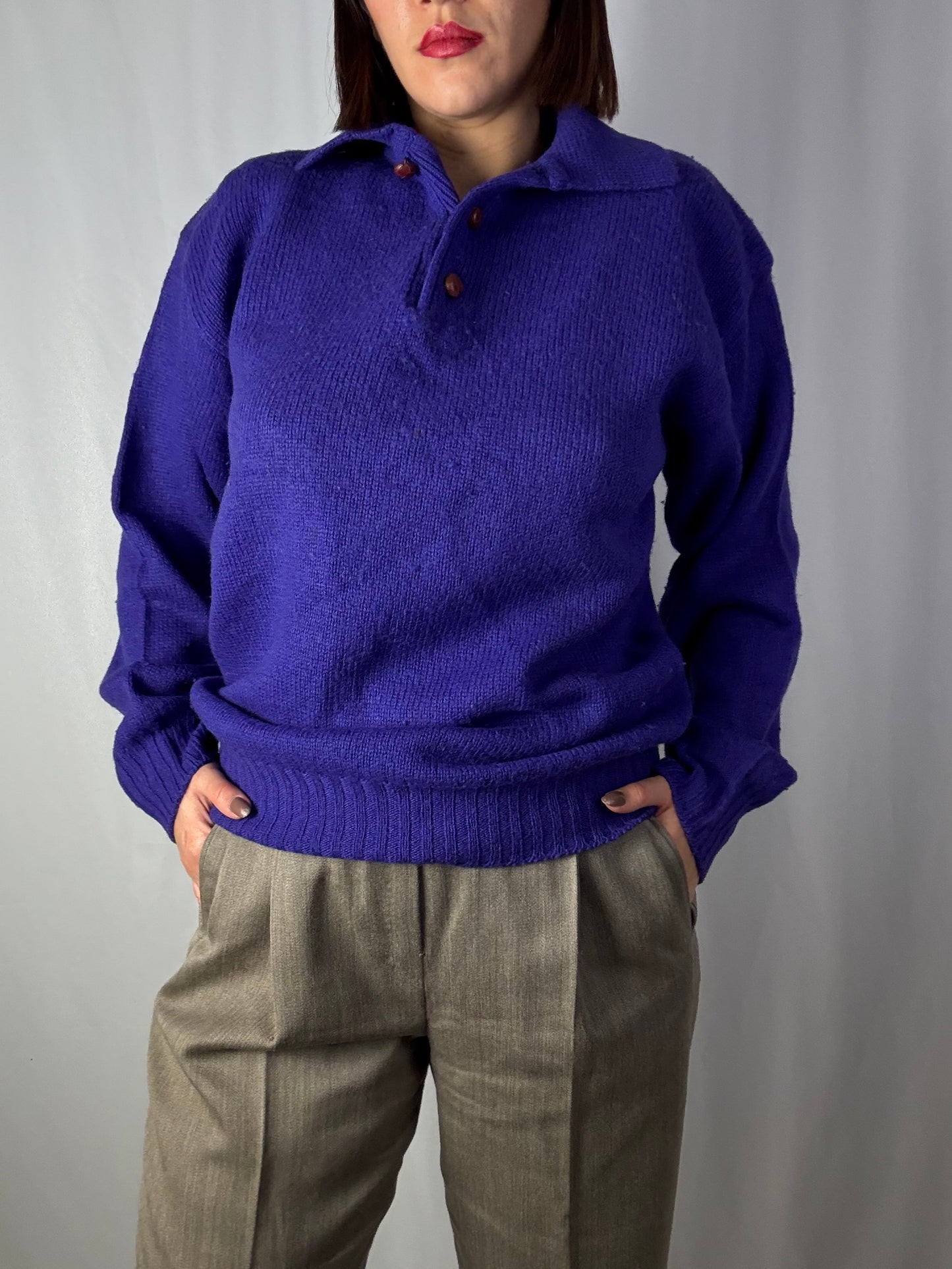 Maglione in pura lana viola - TG. 42 - 46