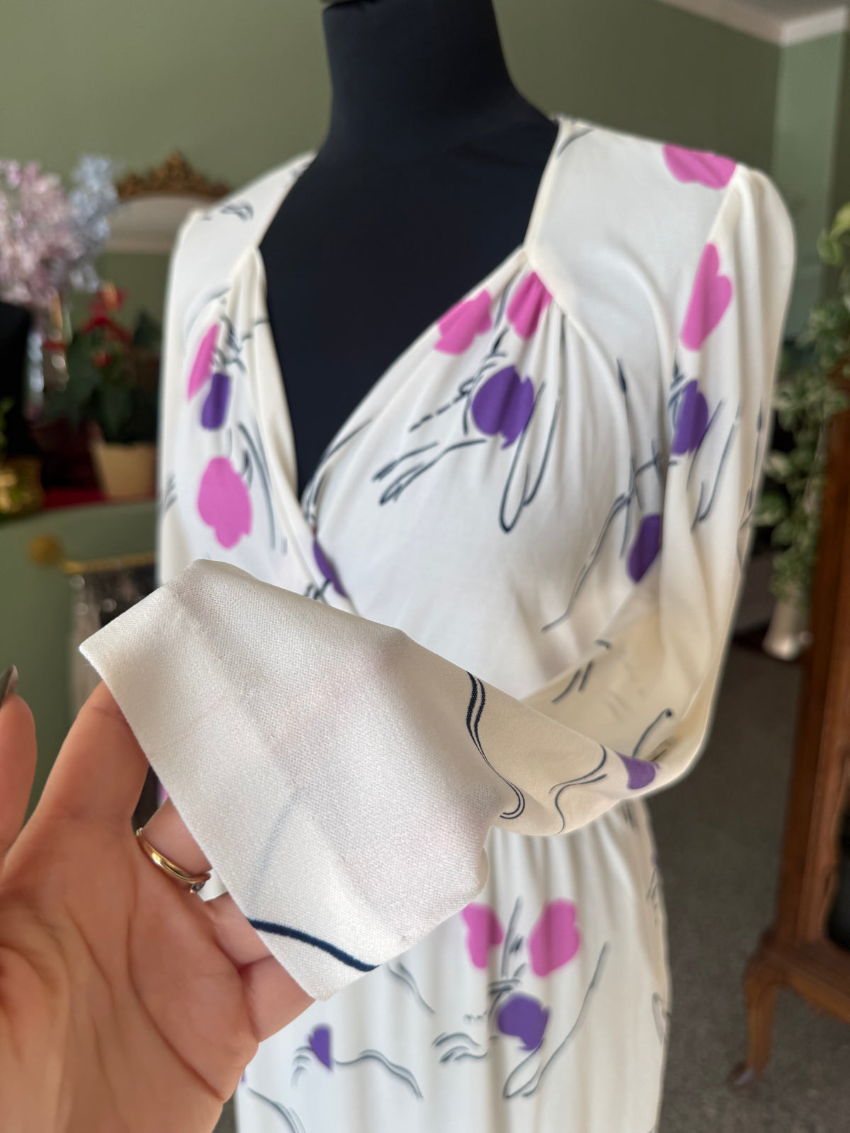 Abito anni ‘70 bianco con fiori - TG. 42