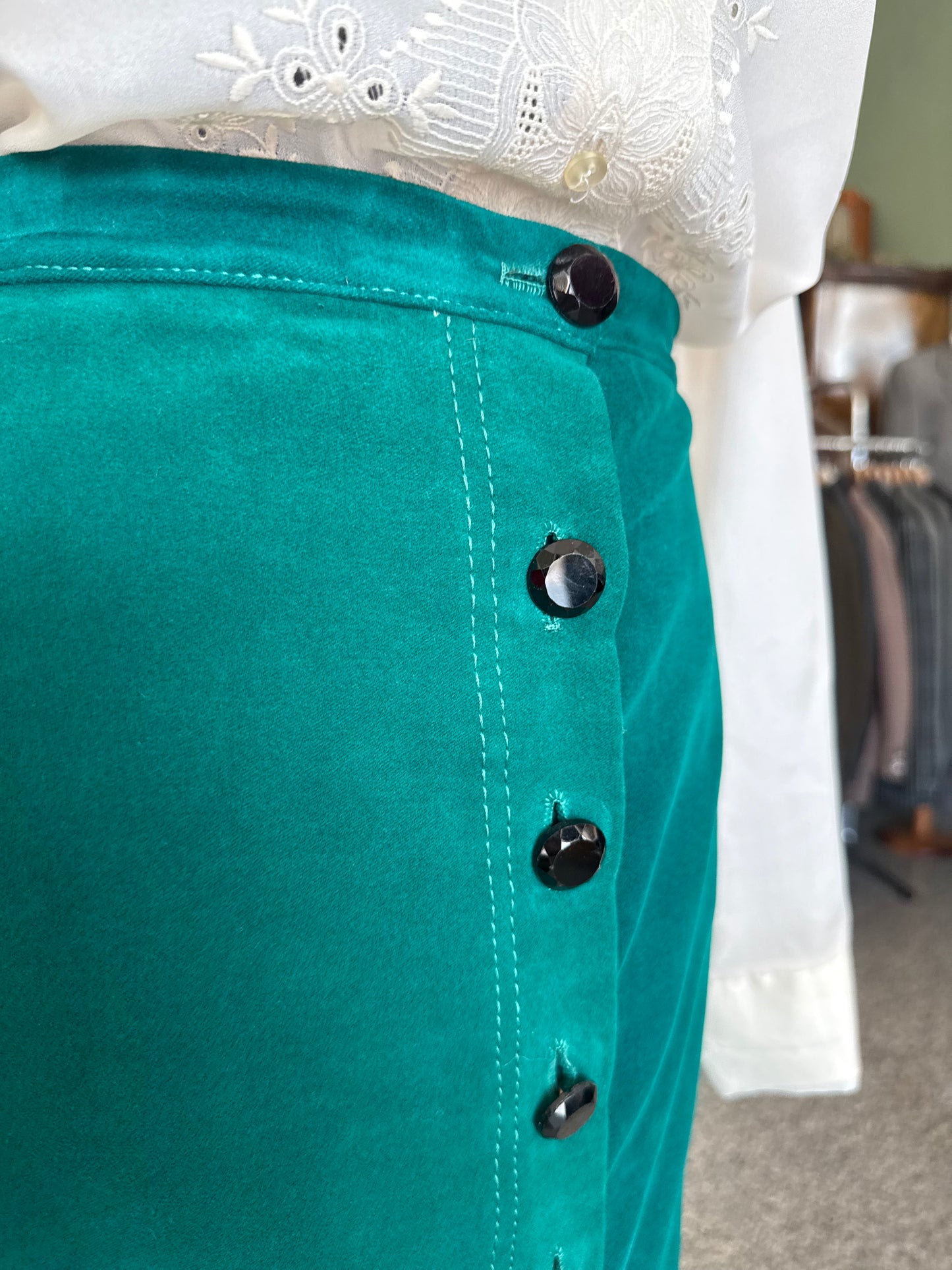 Gonna in velluto verde smeraldo - TG. 52