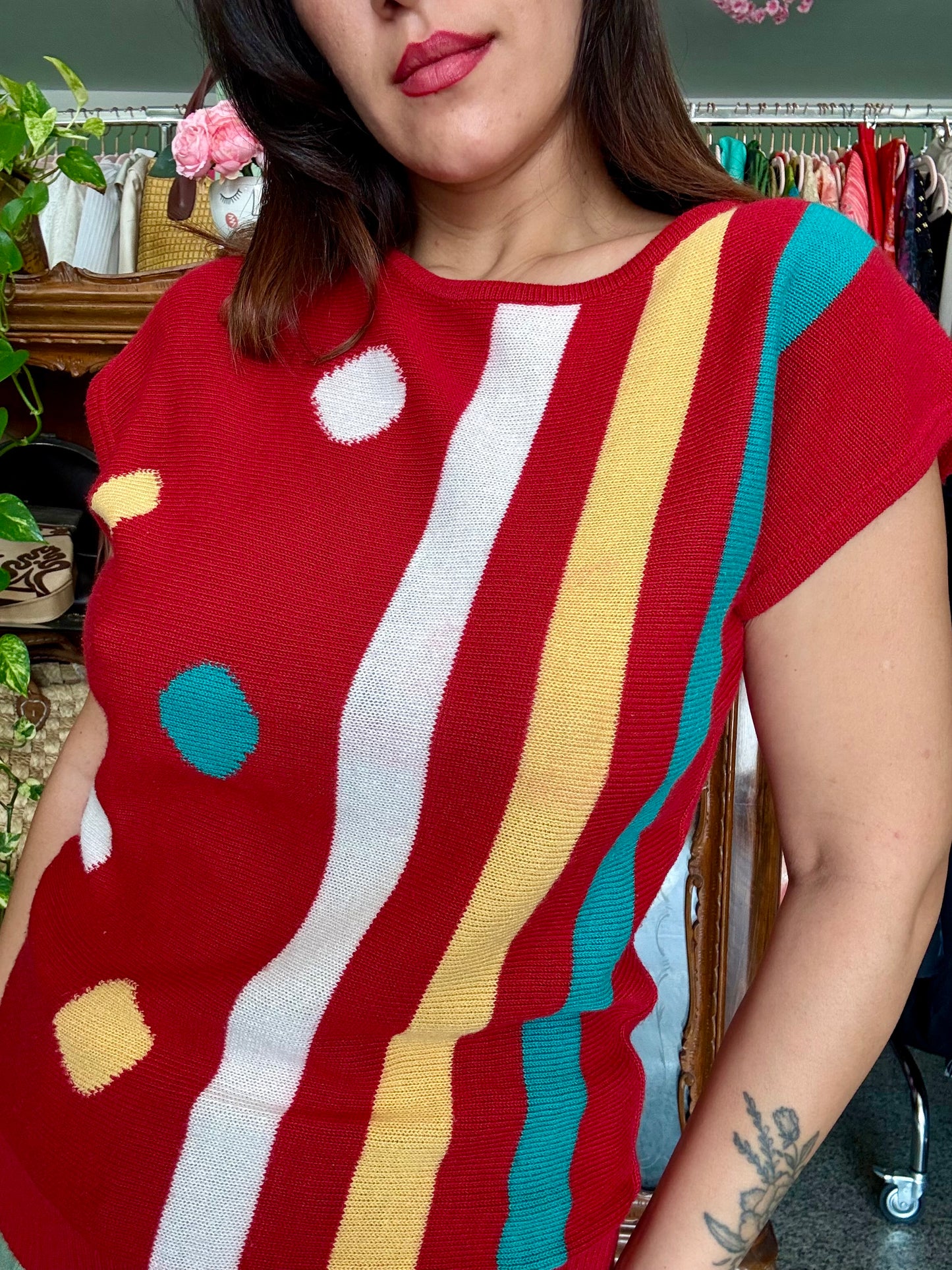 Maglia anni ‘80 righe e pois - TG. S/M