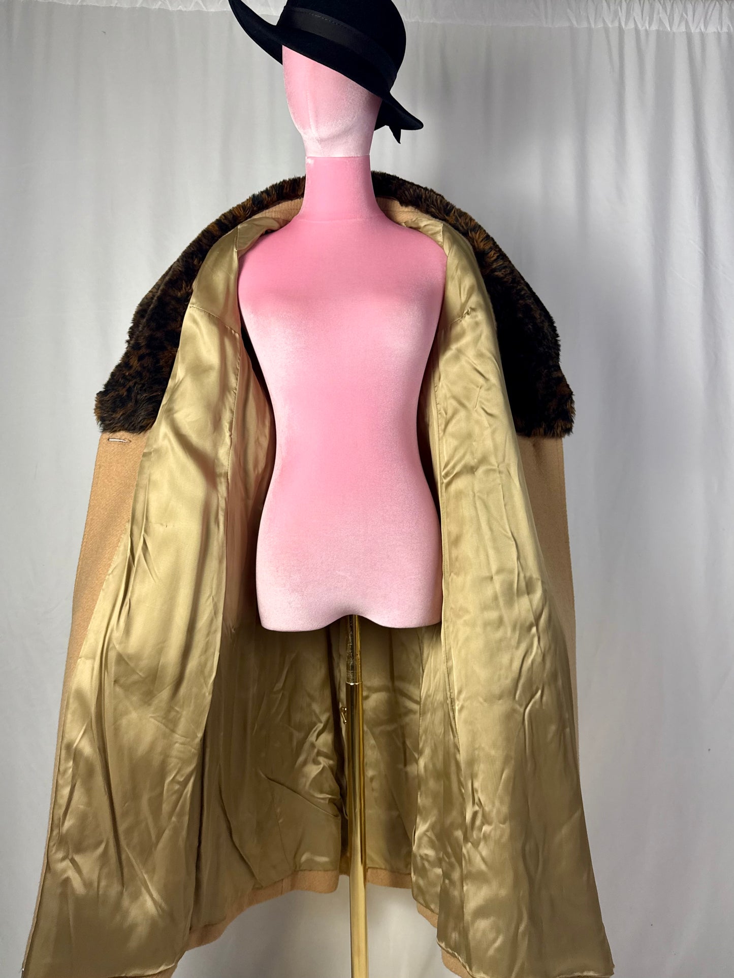 Cappotto in pura lana con eco pelliccia leopardata - TG. 42