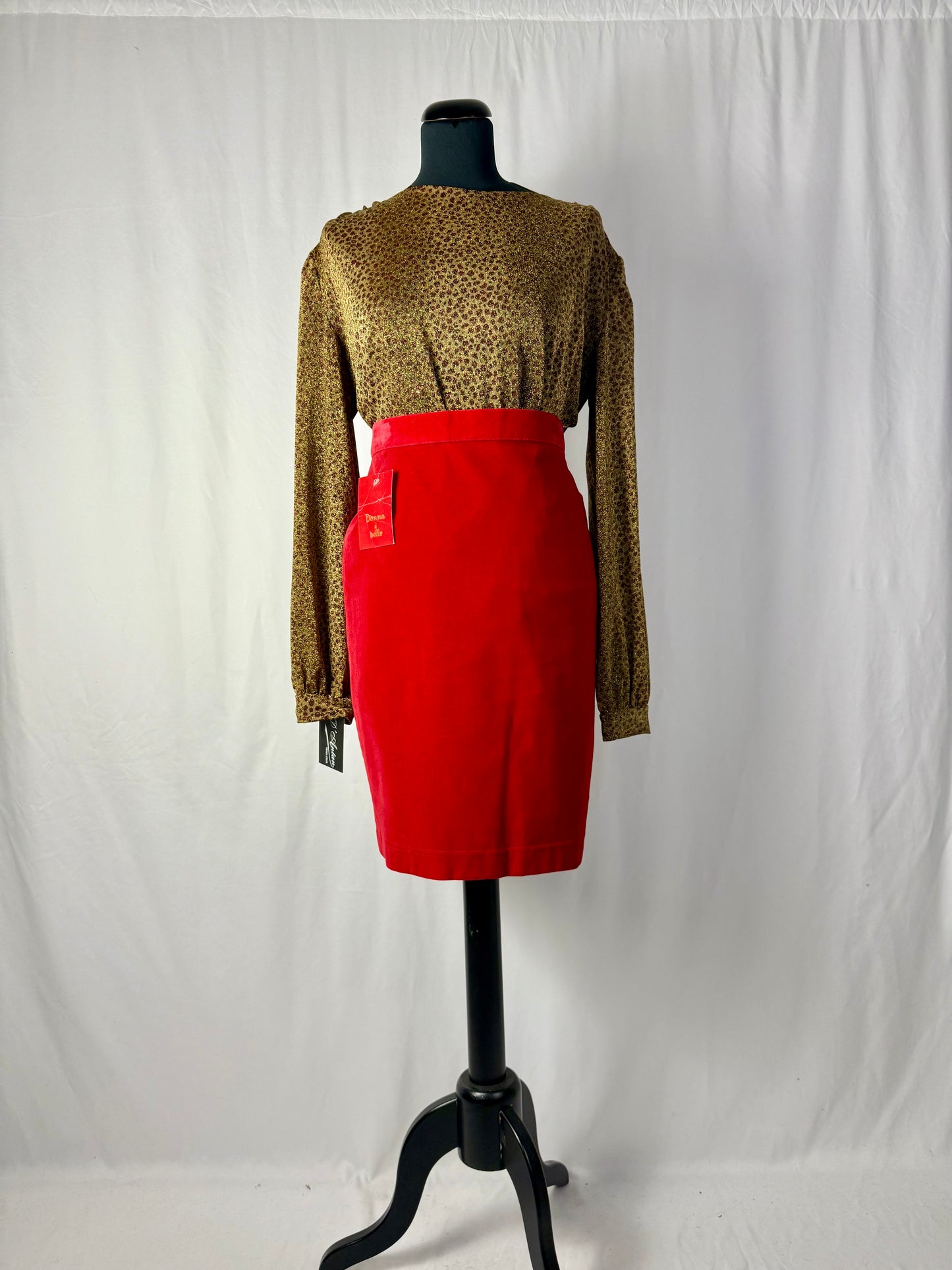 Gonna rossa in velluto di cotone - TG. 46