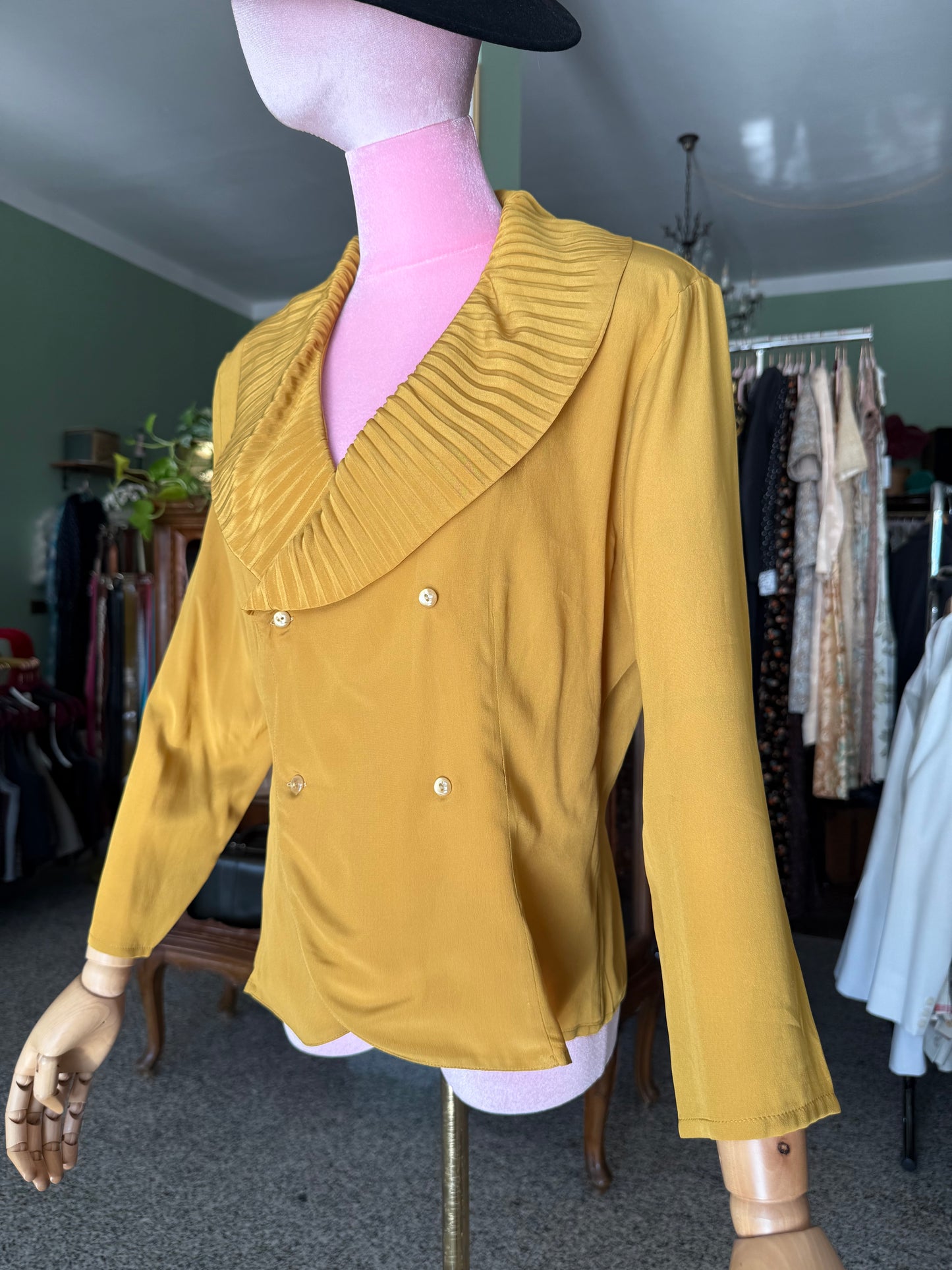 Camicia in pura seta color senape - TG. 44
