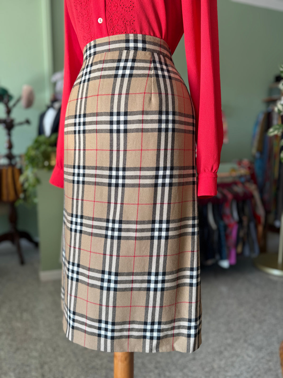 Gonna sartoriale tessuto tipo Burberry - TG. 44