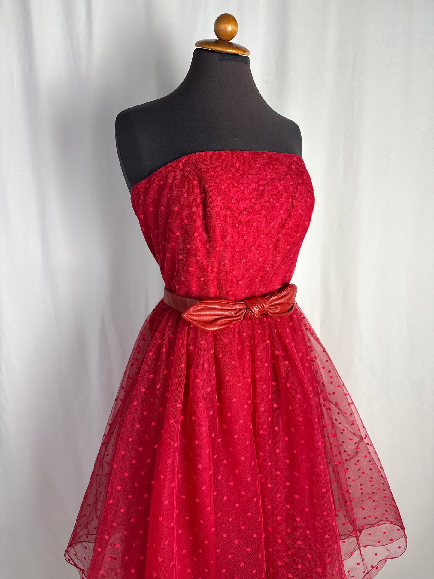 Abito anni ‘80 bustier in tulle rosso - TG. 38/40