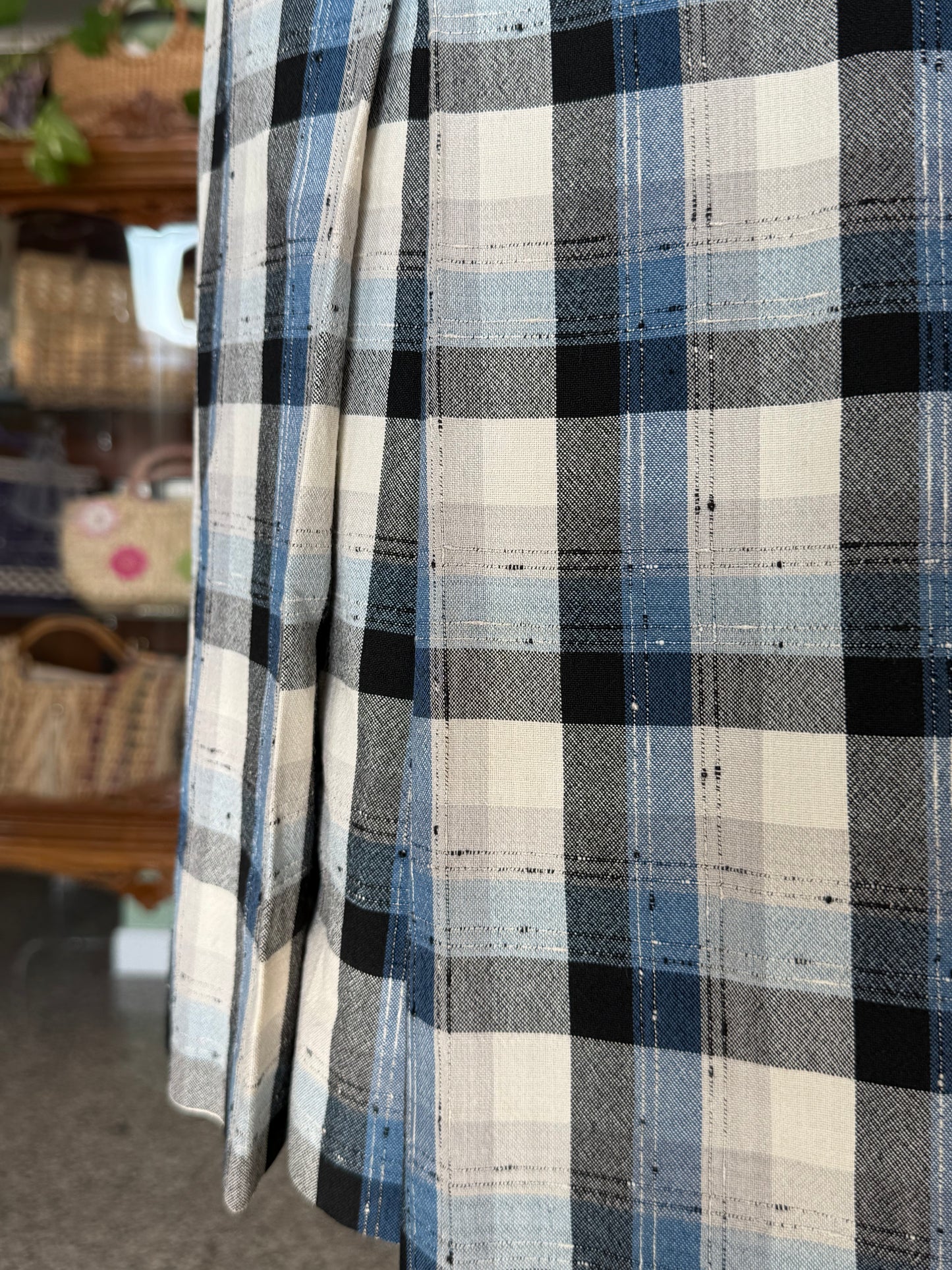 Gonna a quadri anni ’70 in shantung misto cotone - TG. 42