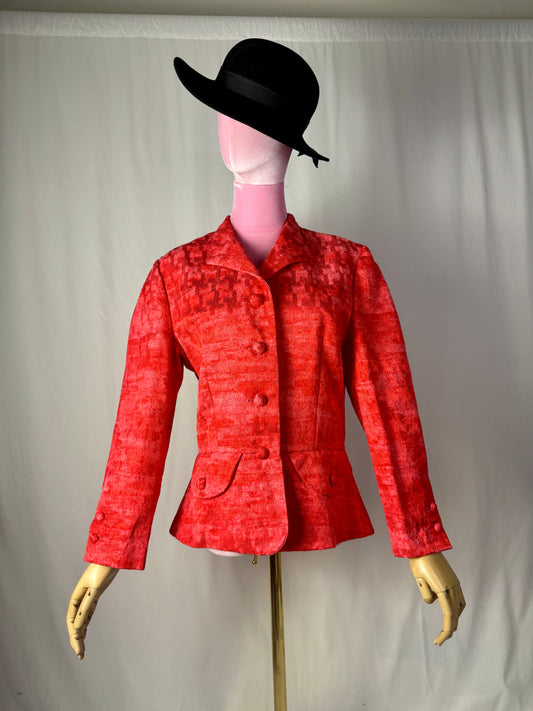 Giacca anni ‘60 color corallo in cotone operato – TG. 44