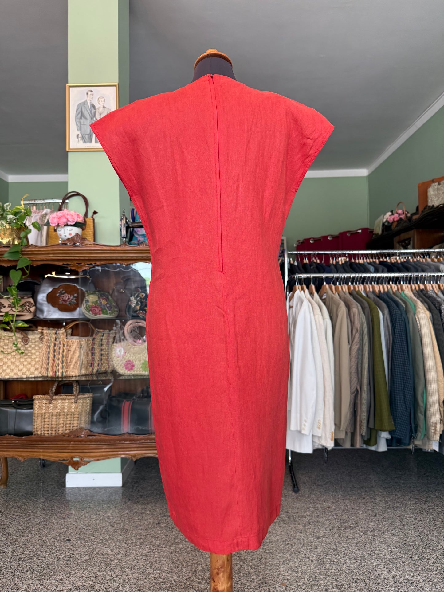 Abito rosso in 100% lino - TG. 44