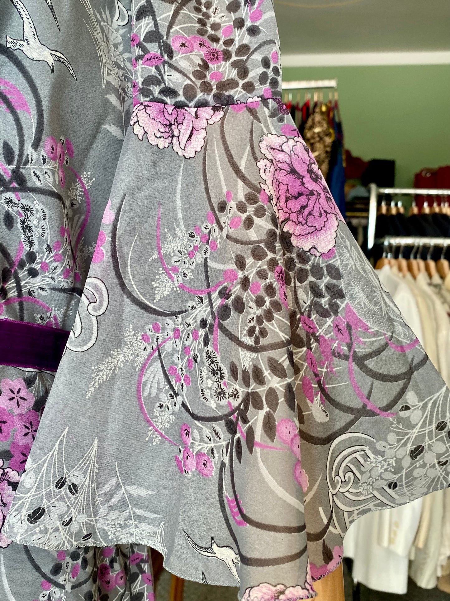 Maxi dress anni ‘70 lilla e grigio perla - TG. 44