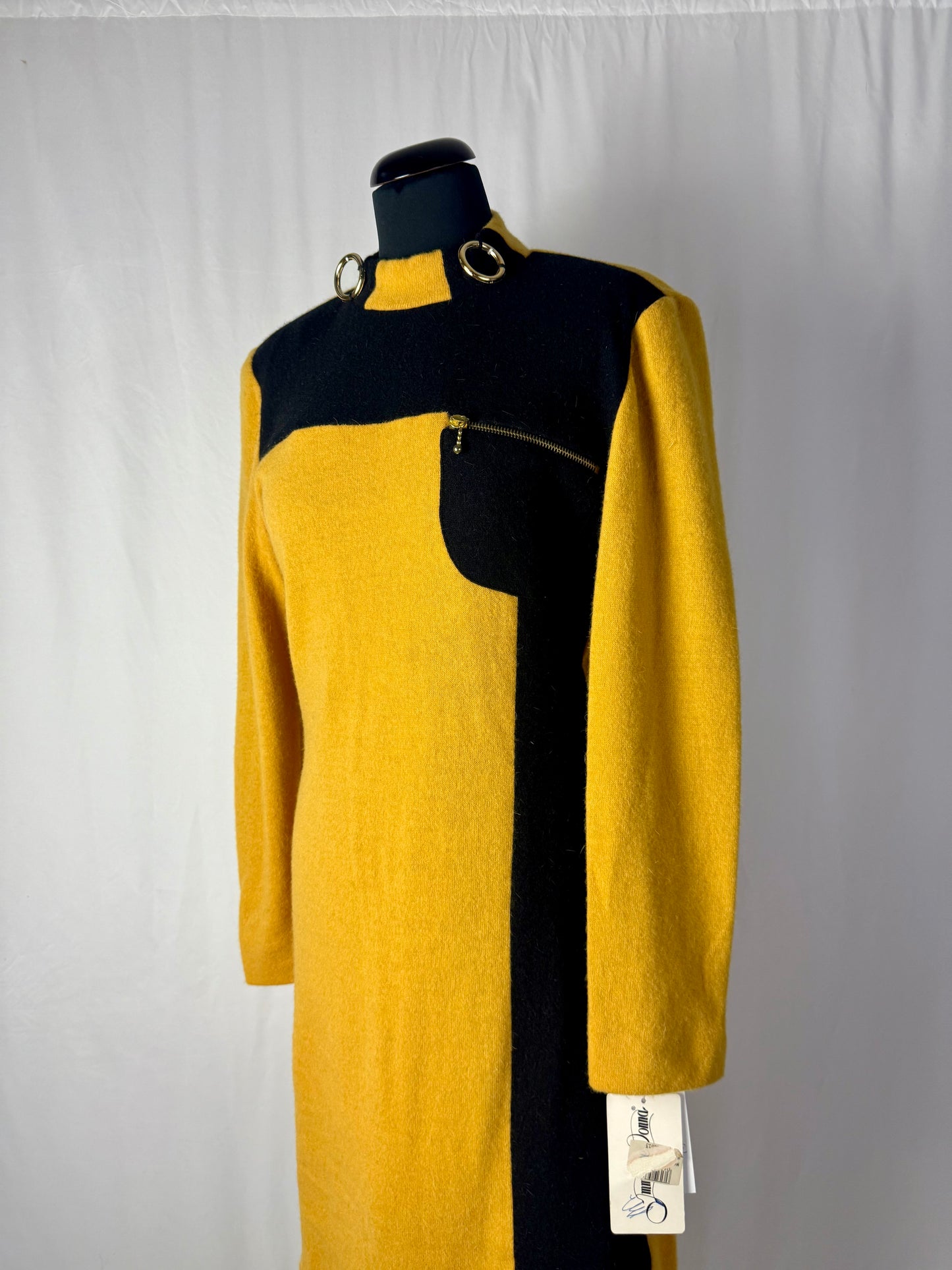 Abito color block in lana giallo e nero - TG. 44/46