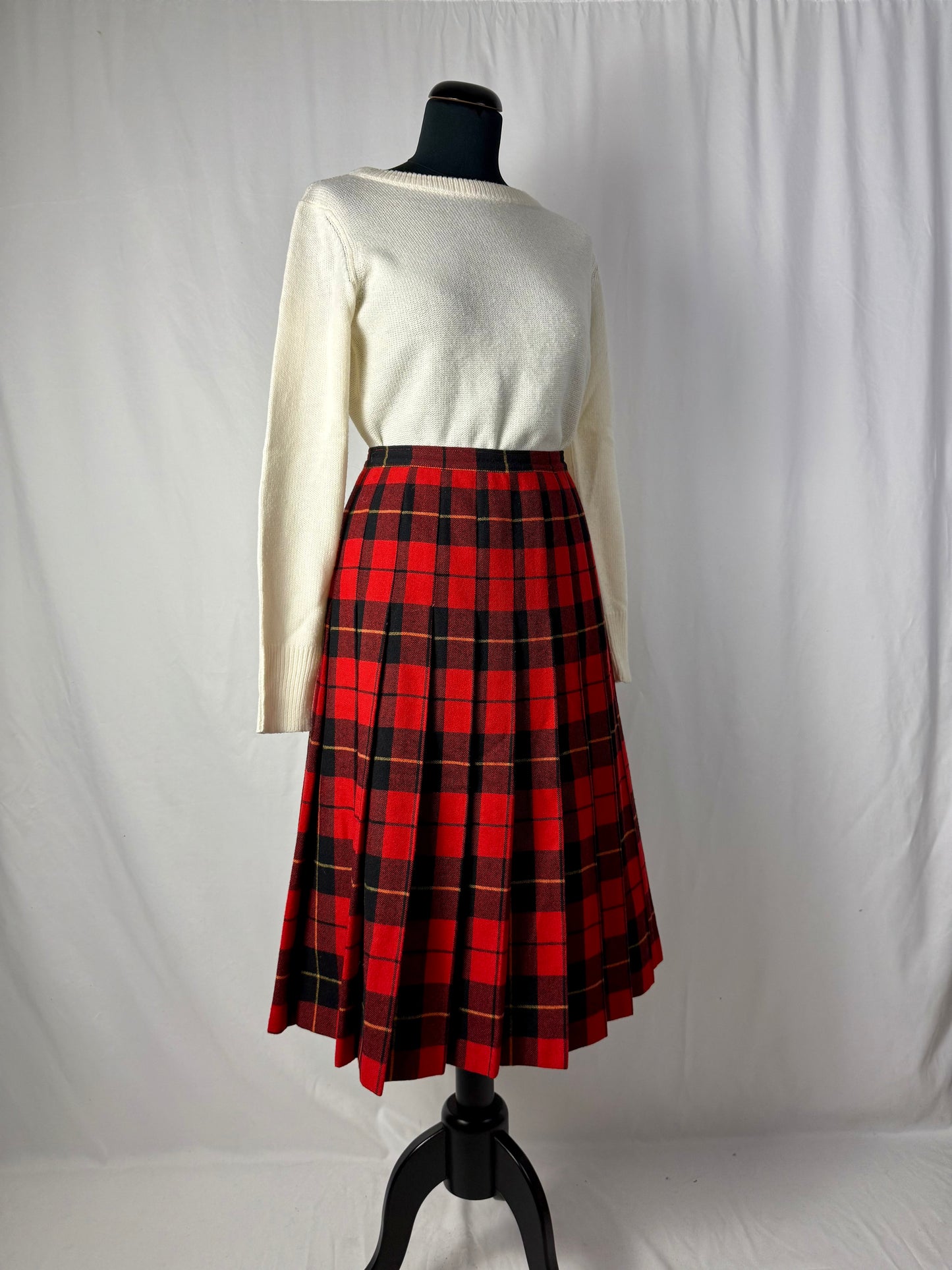 Gonna tartan rossa in pura lana - TG. 42