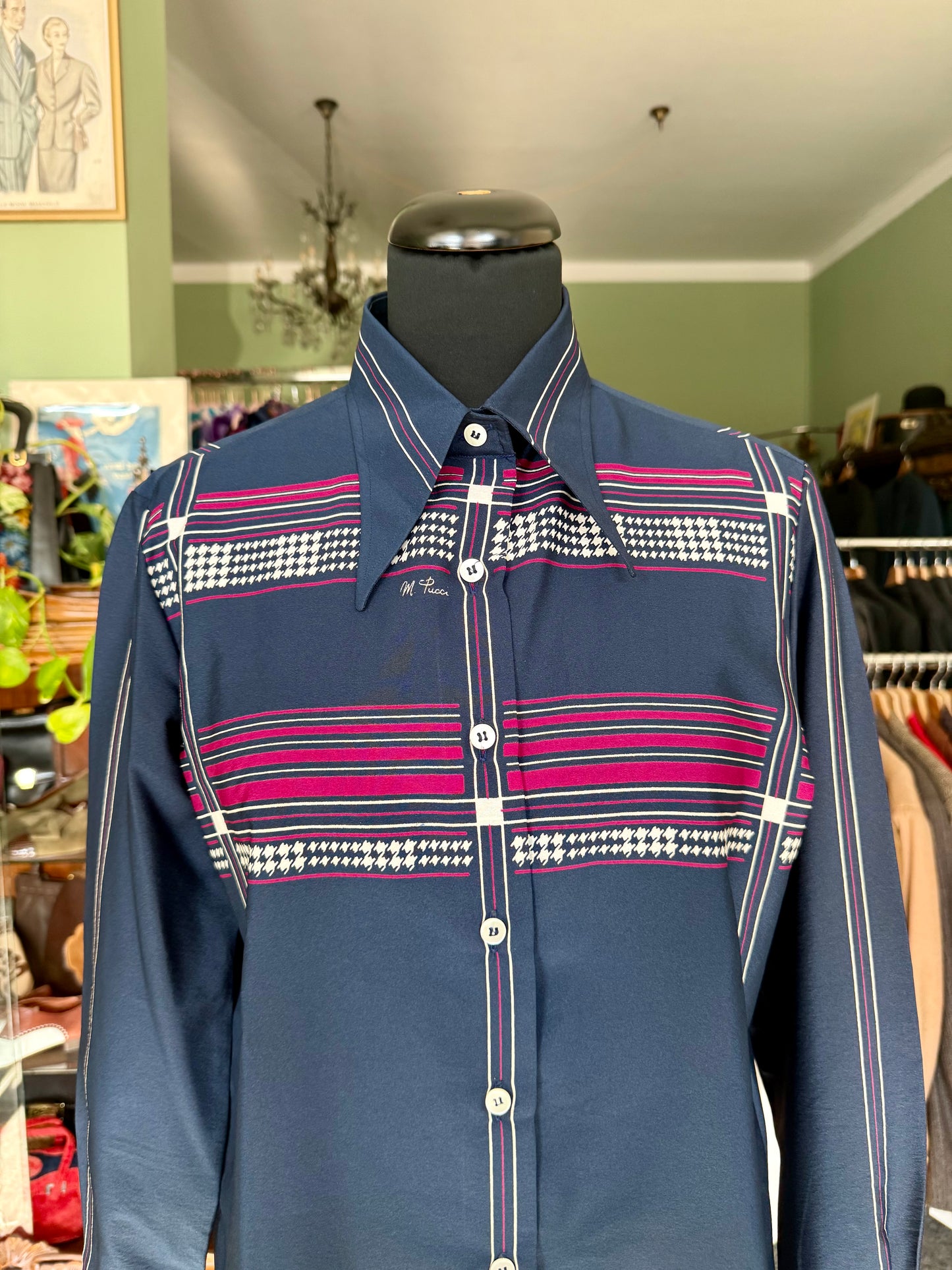 Camicia blu a motivi geometrici - TG. 44