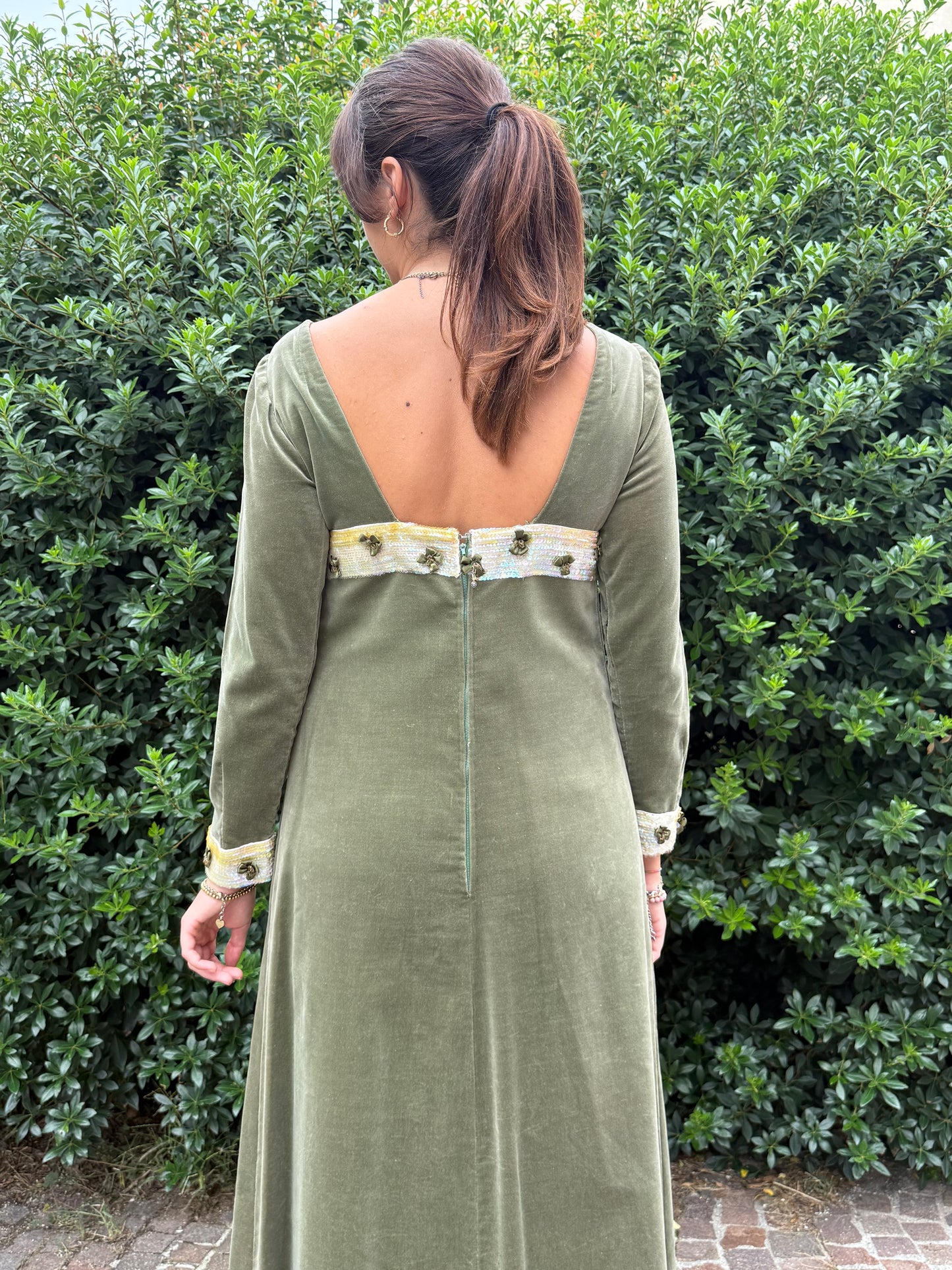 Maxi dress anni ‘70 in velluto - stile Regency - TG. 38/40