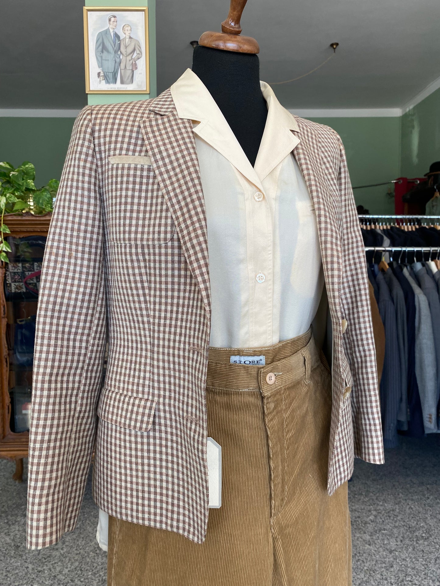 Giacca a quadri in lana misti lino - TG. 40/42