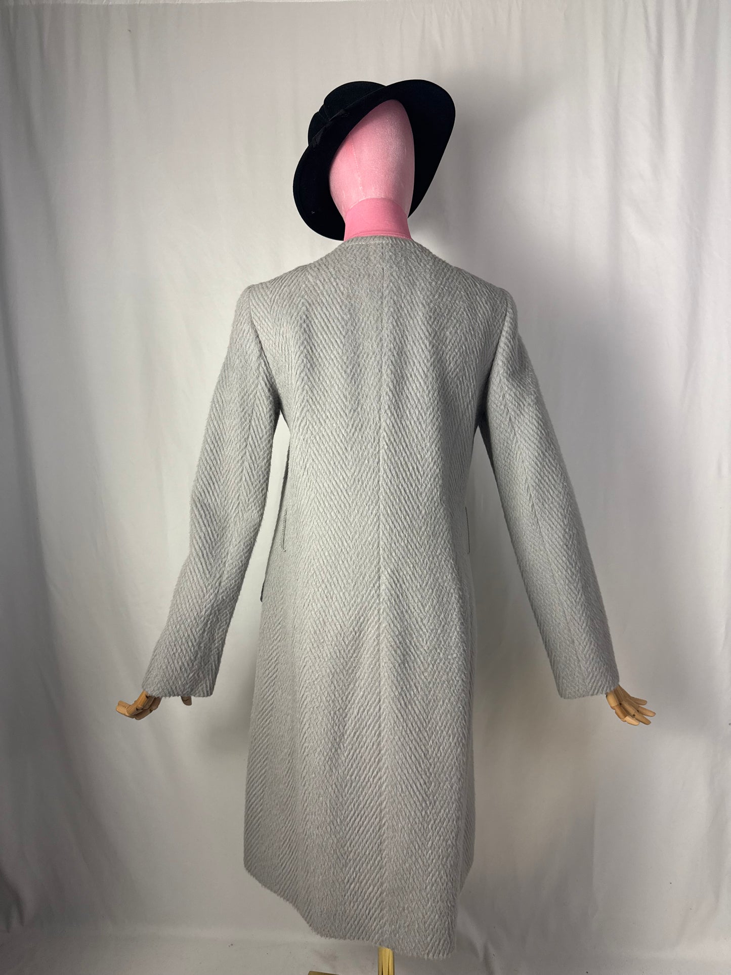 Cappotto sartoriale Ballantyne in lana spigata grigio chiaro – Made in Italy - TG. 40
