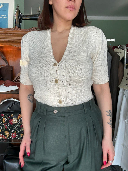 Cardigan artigianale panna - TG. 40