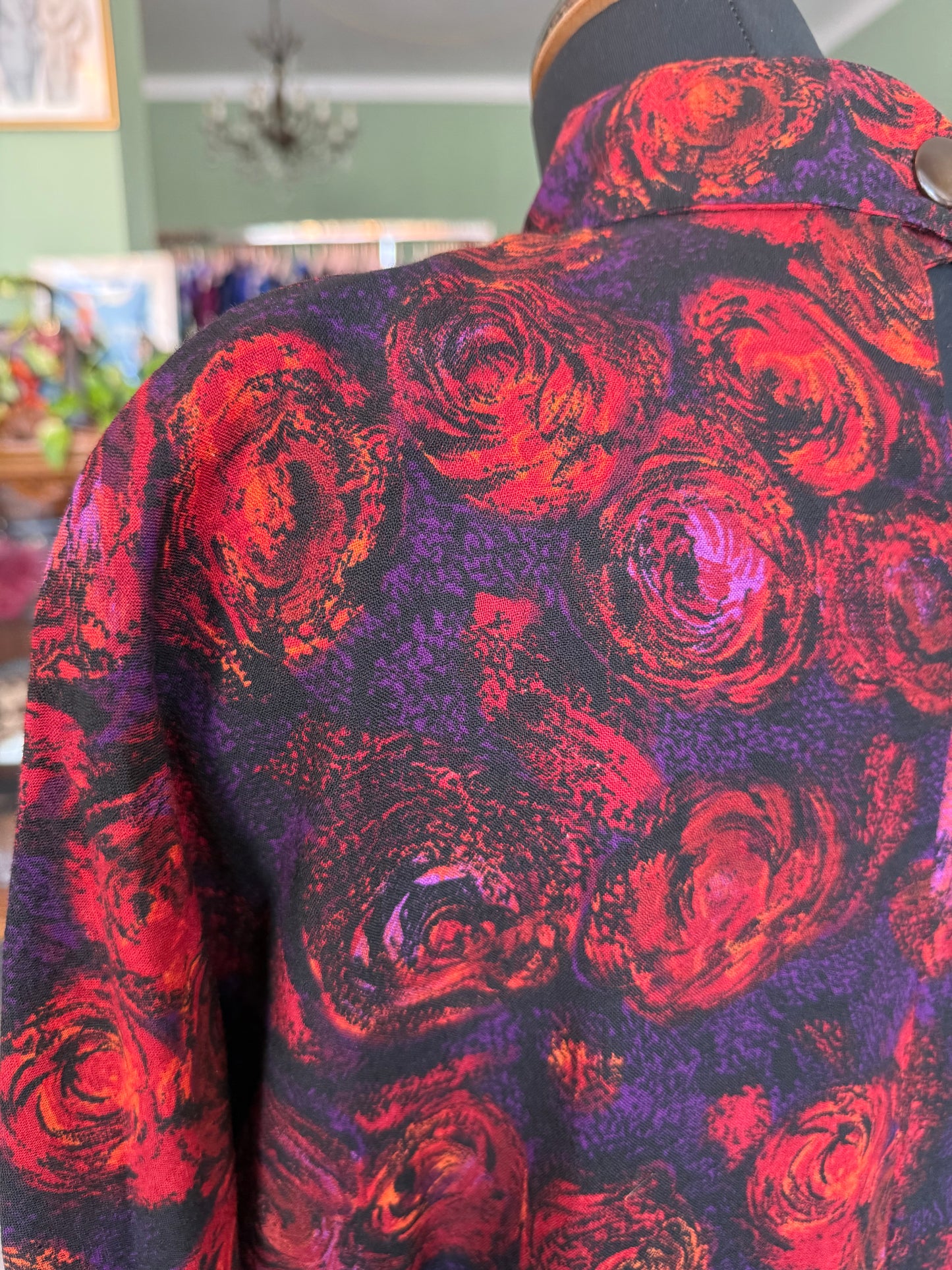Abito blu e rosso con fantasia floreale - TG. 44
