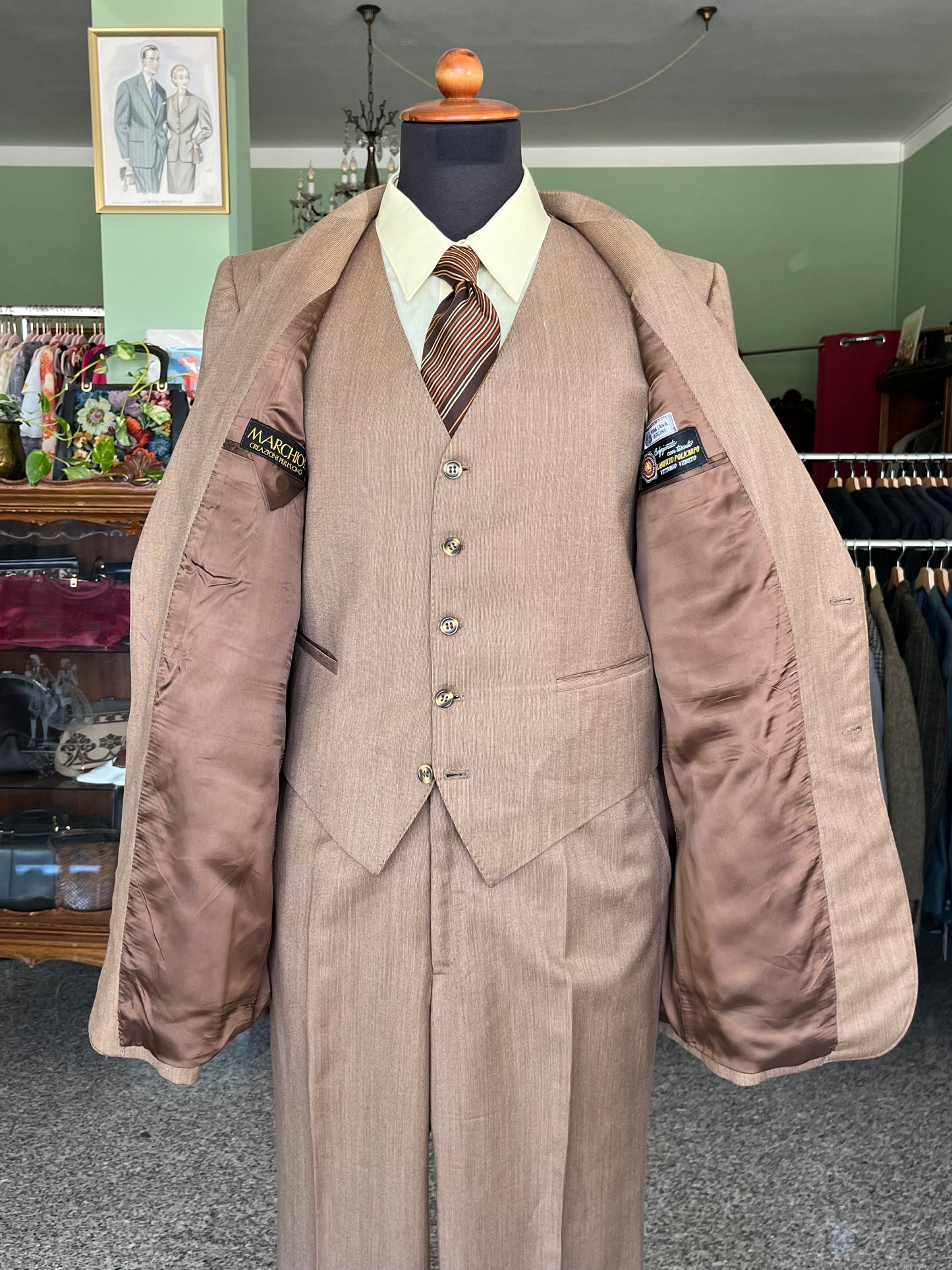 Completo tre pezzi anni '70 tg. 50 drop 1