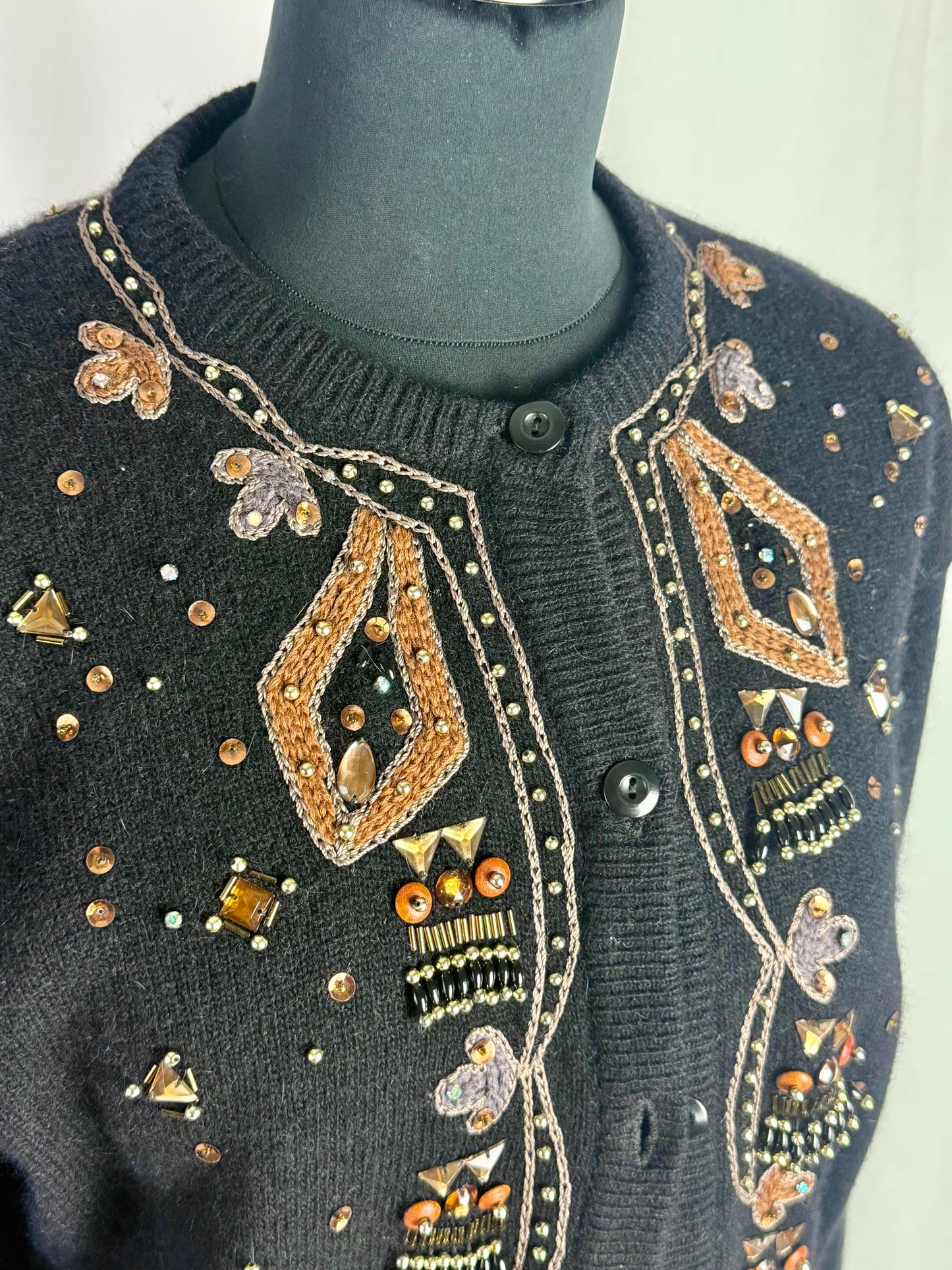 Cardigan in angora con ricami gioiello - TG. 42/44