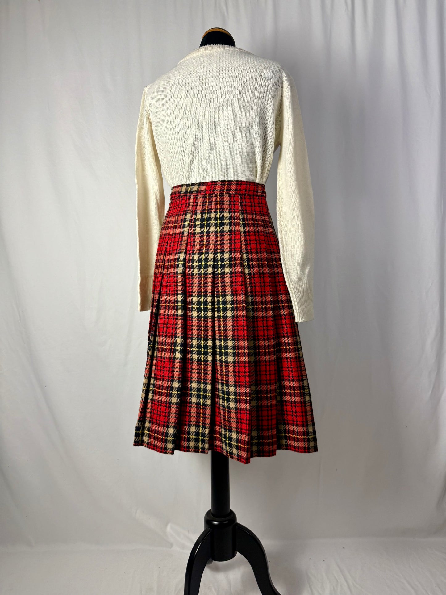 Gonna tartan in pura lana con spilla - TG. 40