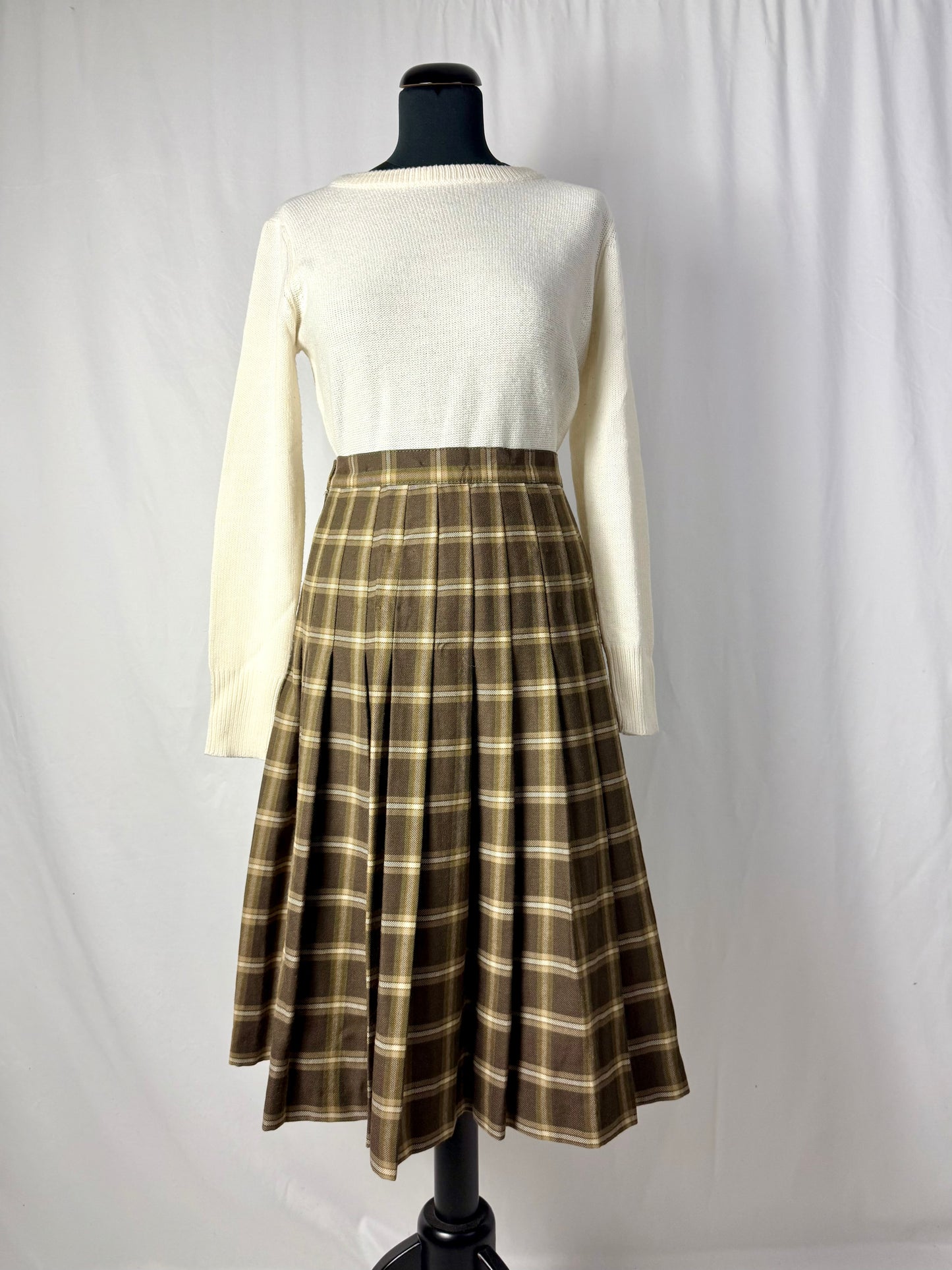 Gonna tartan in pura lana quadri marroni - TG. 46